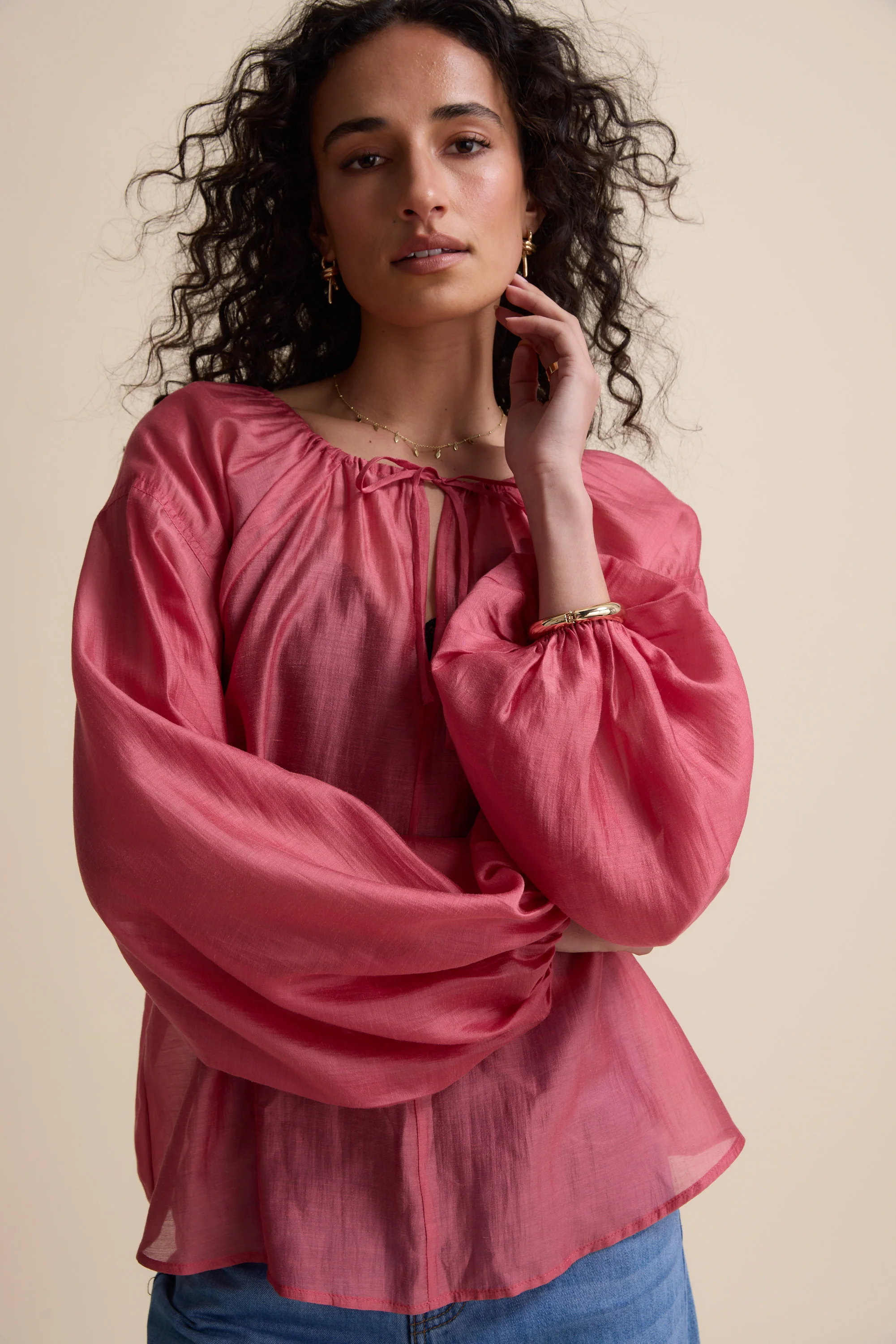 Abigail Tie Neck Blouse - Image 4