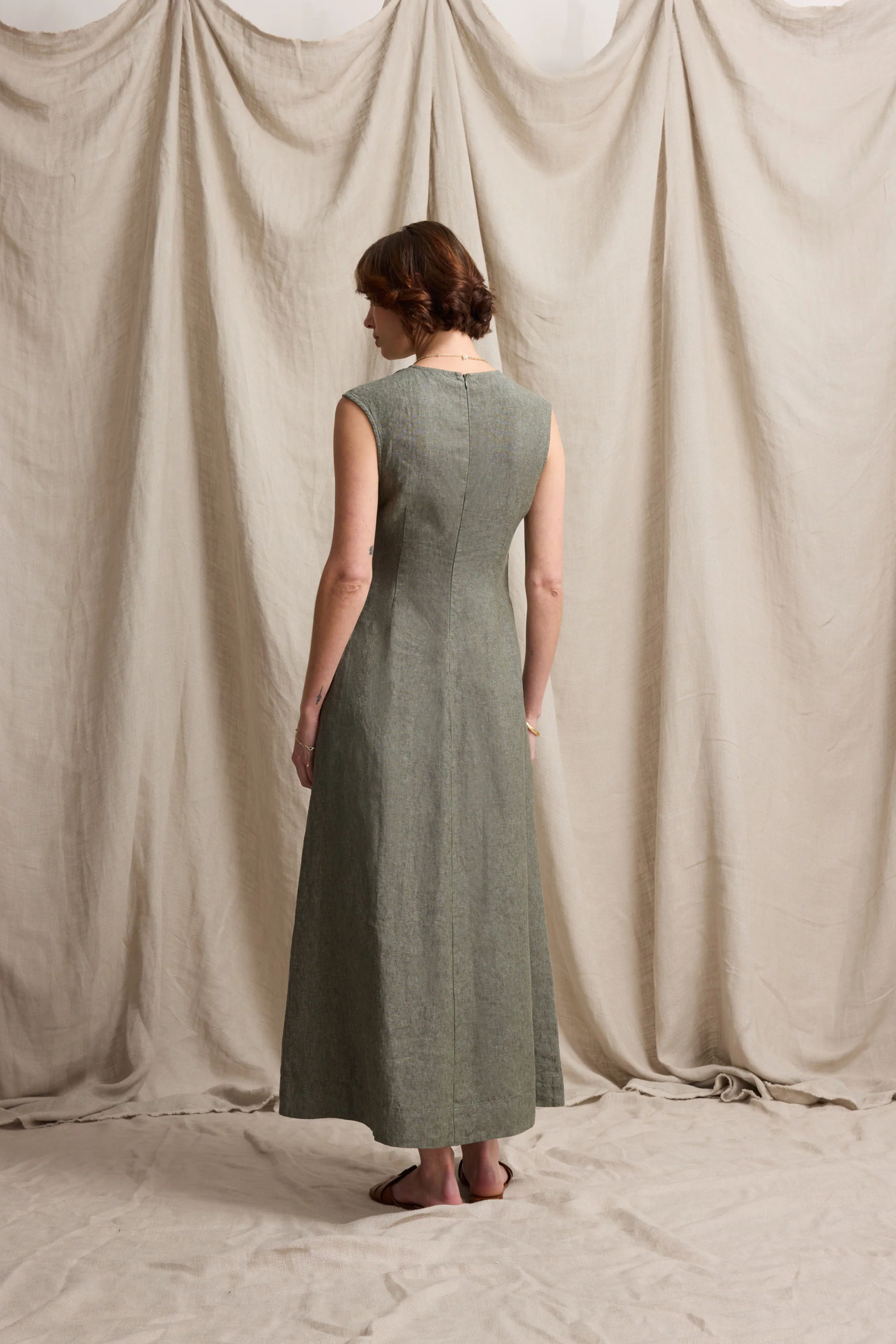 Alice V Neck Linen Dress - Image 6