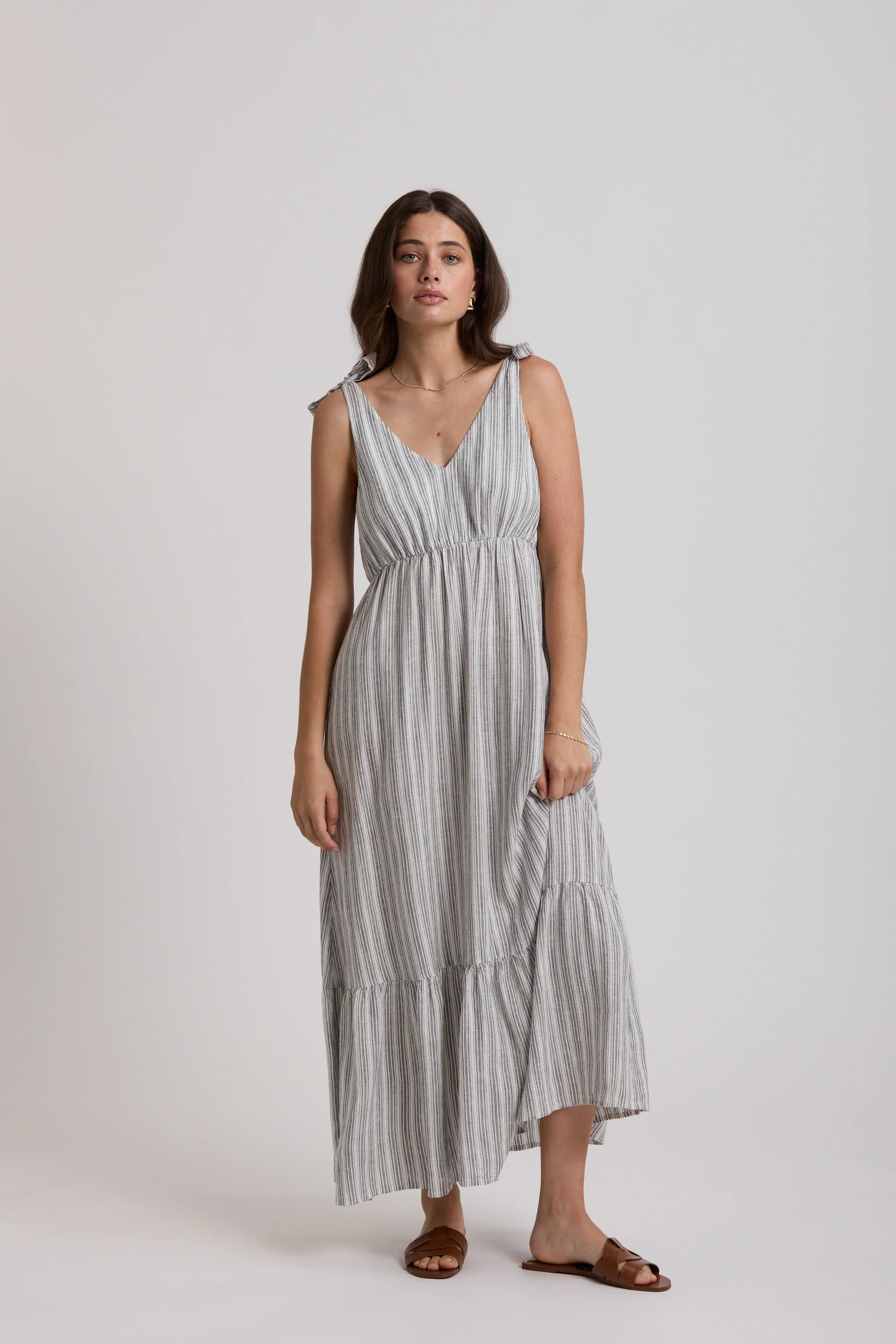 Anchor Tiered Linen Blend Dress - Image 2