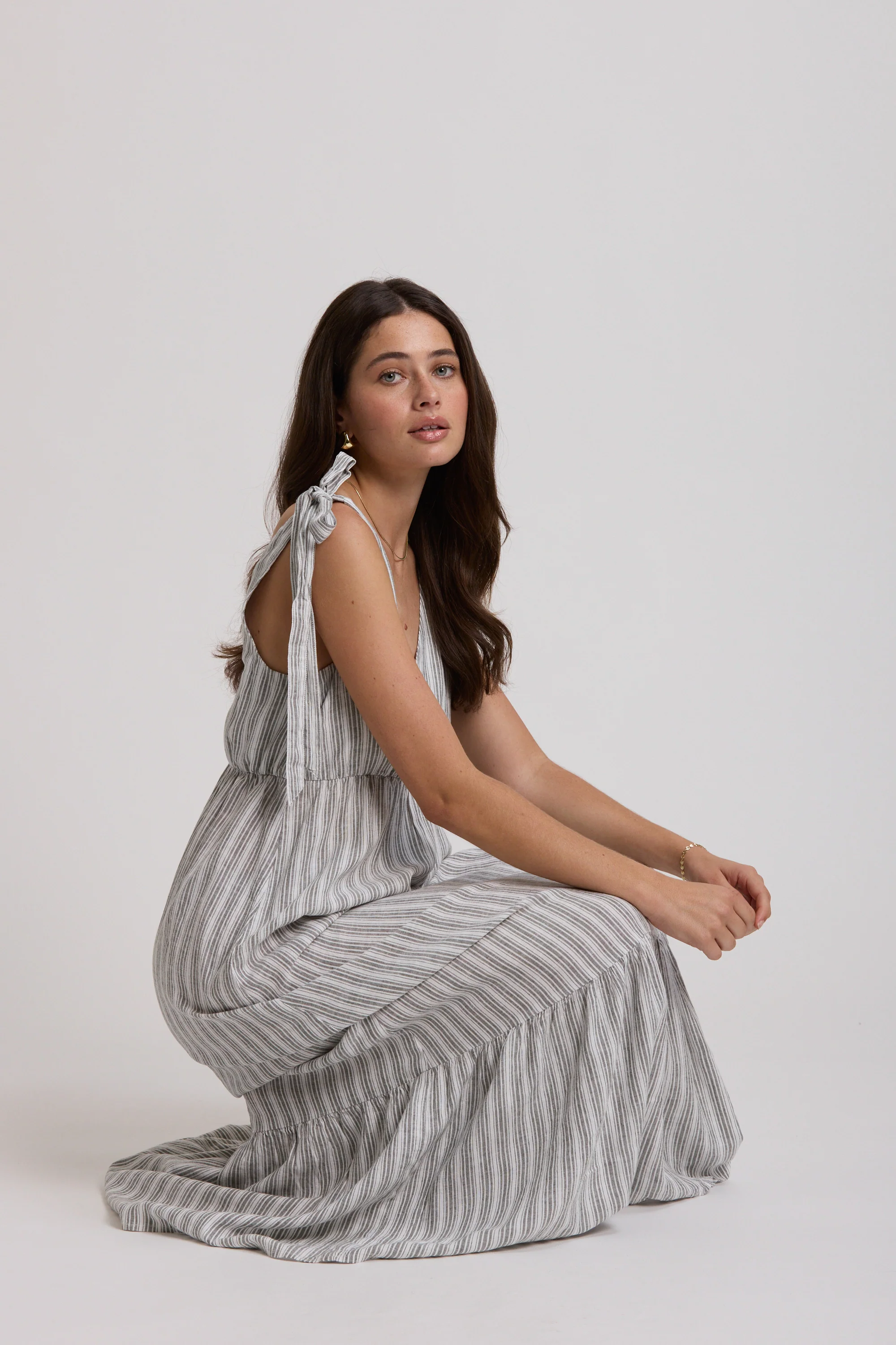 Anchor Tiered Linen Blend Dress - Image 3