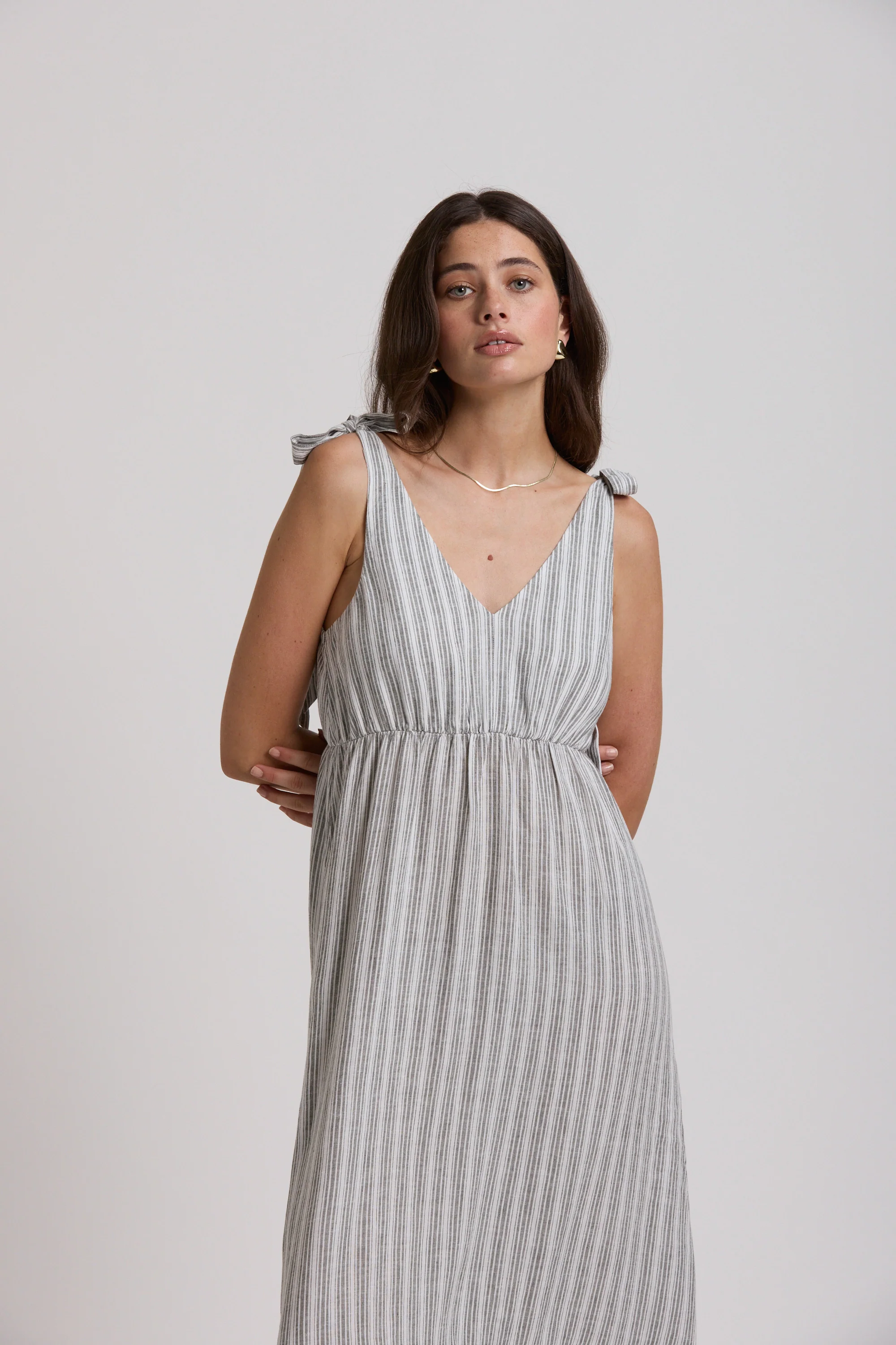 Anchor Tiered Linen Blend Dress - Image 4