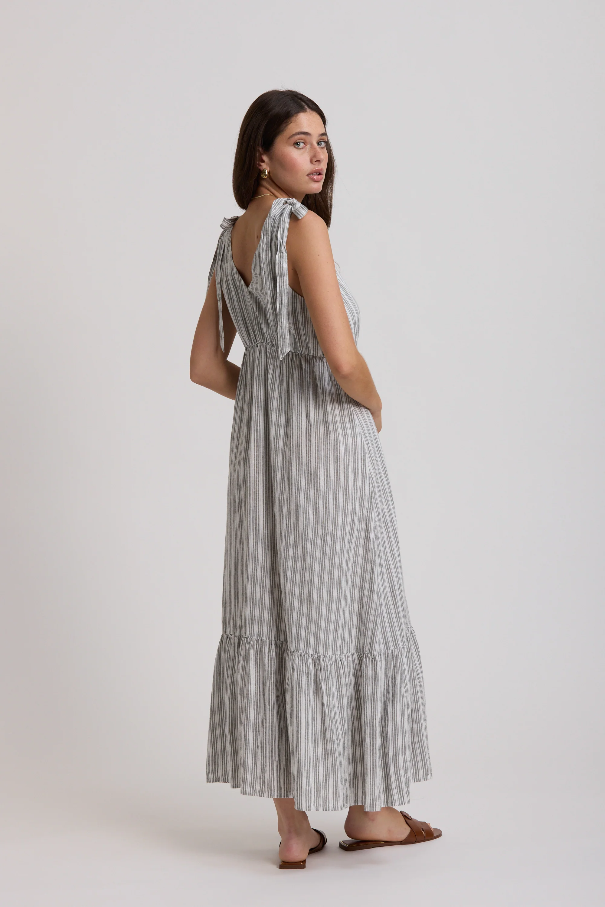 Anchor Tiered Linen Blend Dress - Image 5