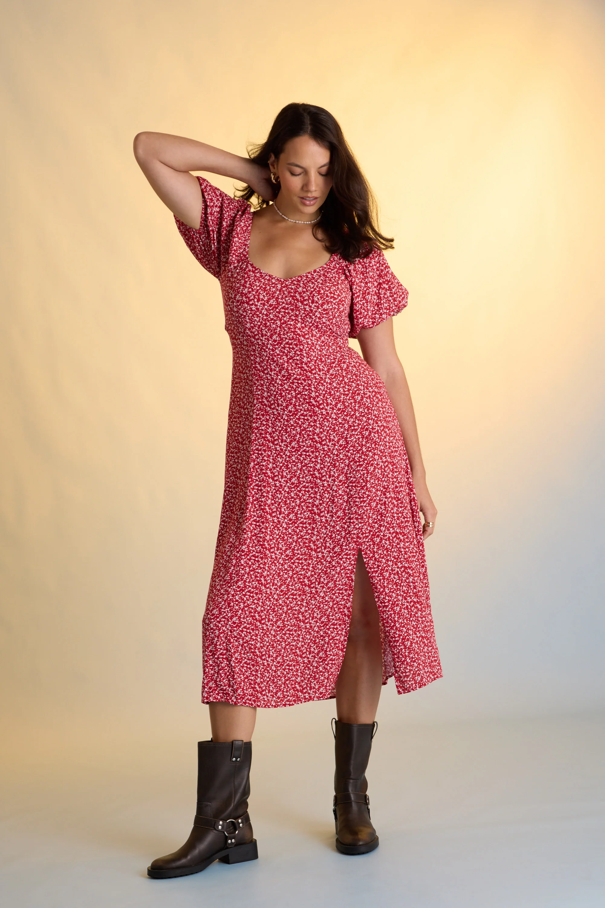 Anita Puff Sleeve Midi Dress - Image 4