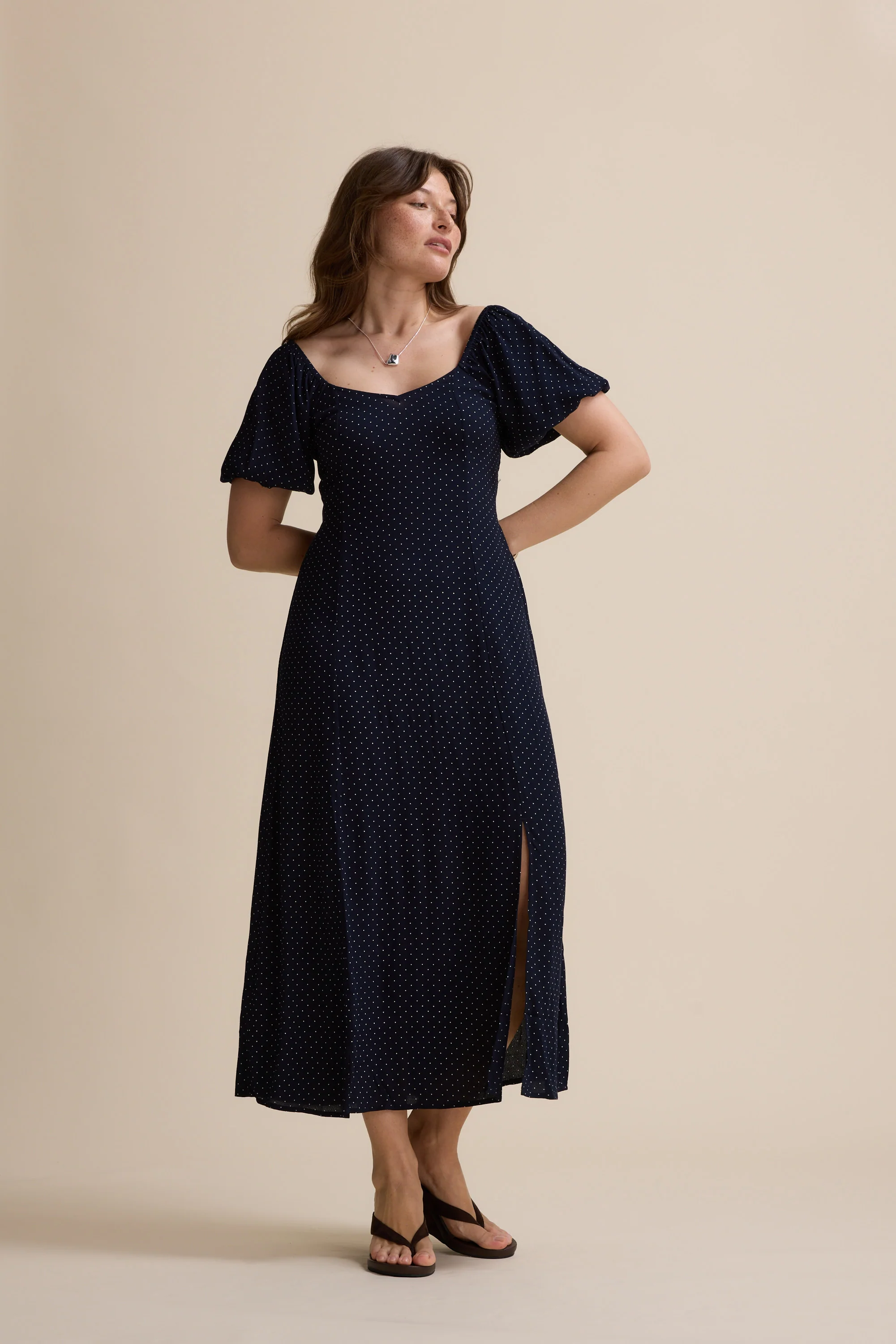 Anita Puff Sleeve Midi Dress - Image 3
