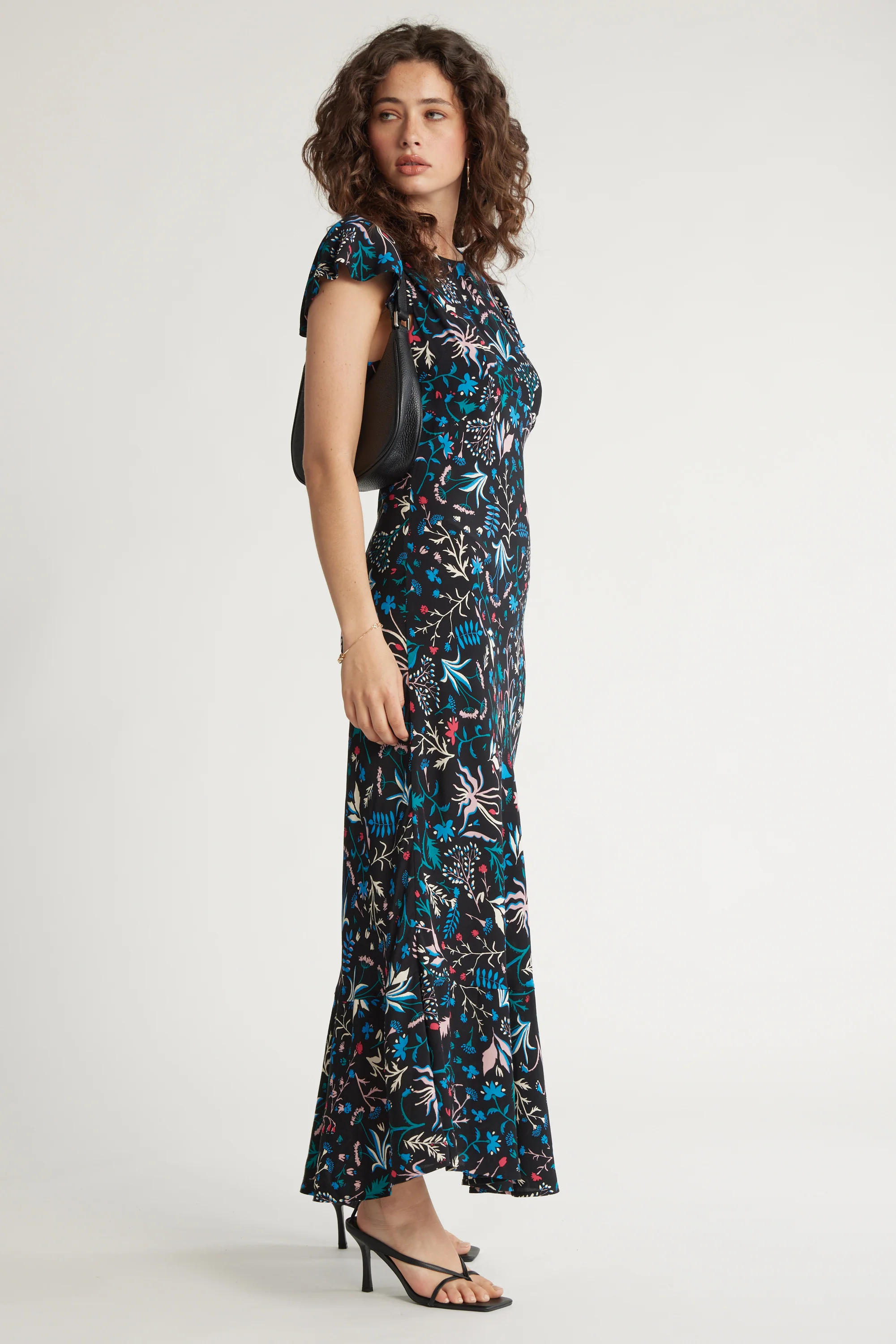 Anna Bias Cut Frill Detail Dress - Image 2
