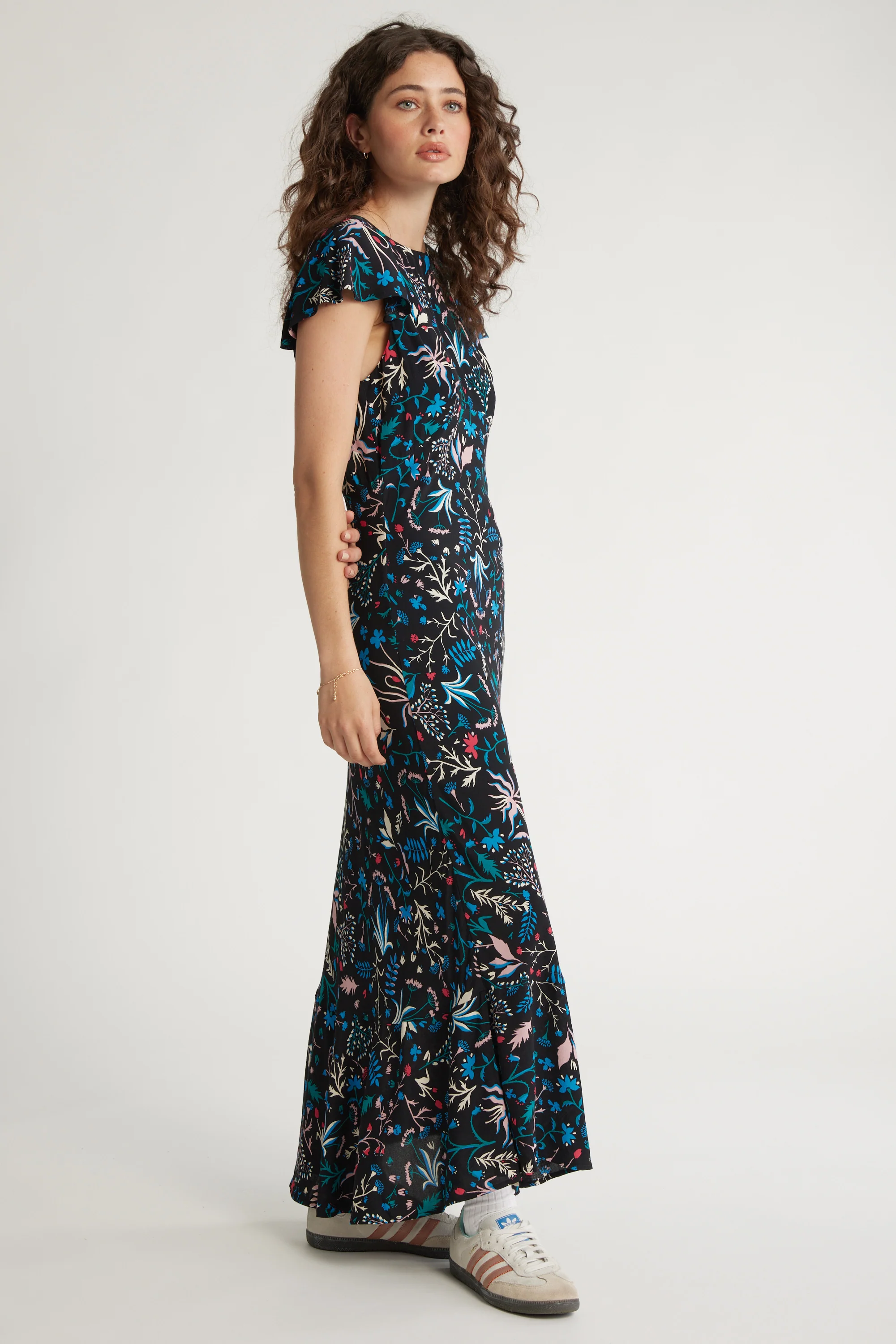 Anna Bias Cut Frill Detail Dress - Image 3