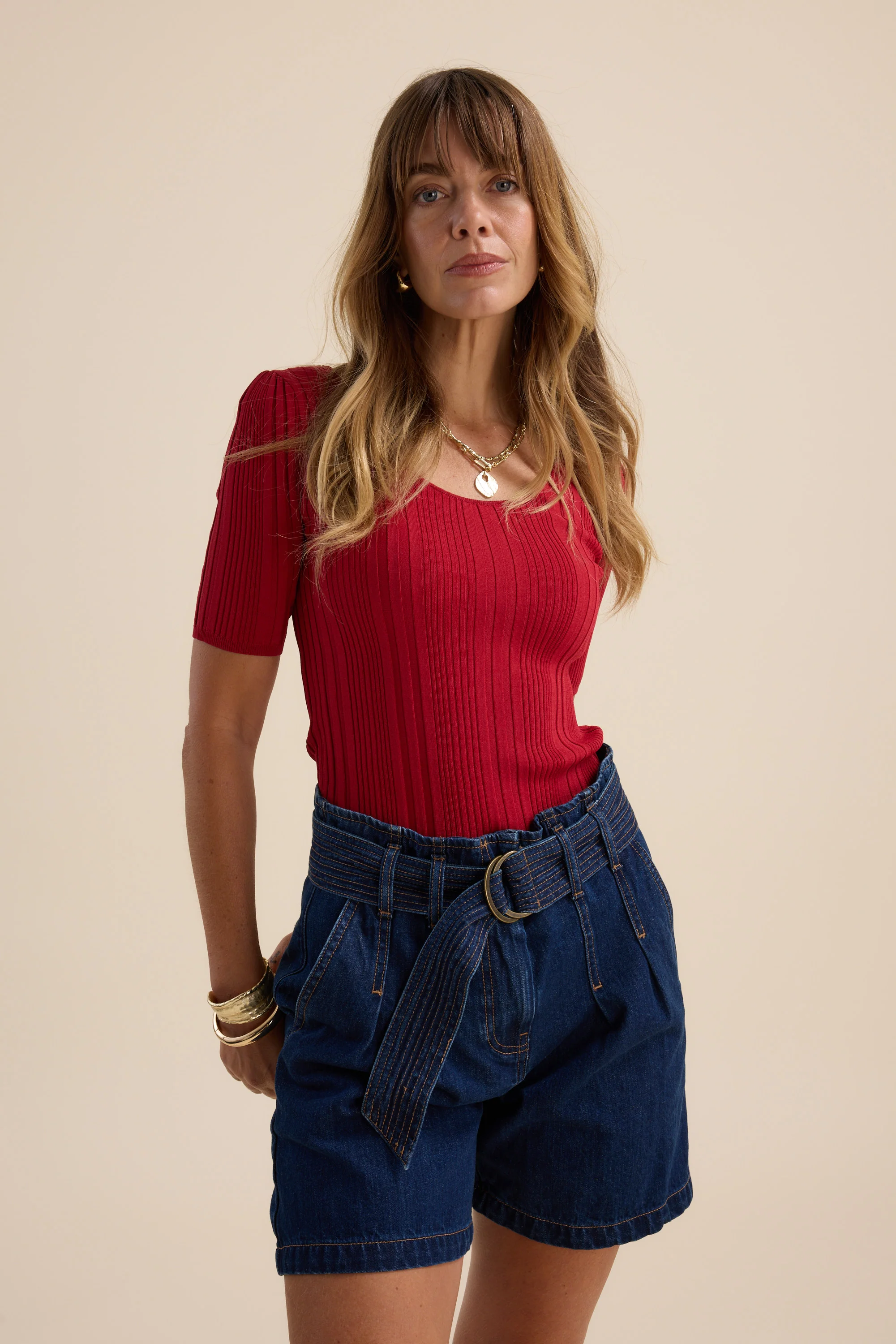 Anya Belted Denim Short - Image 3