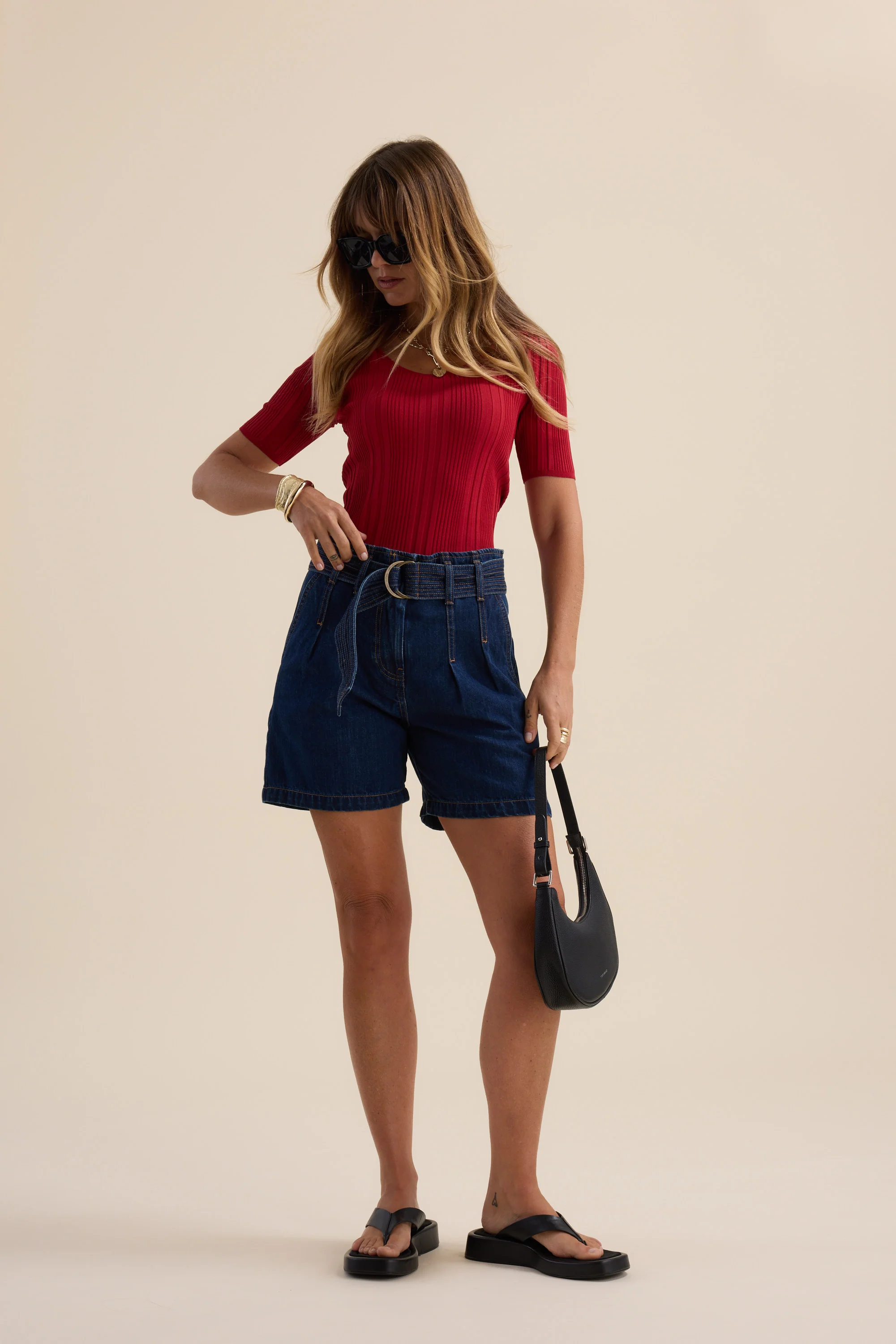 Anya Belted Denim Short - Image 4