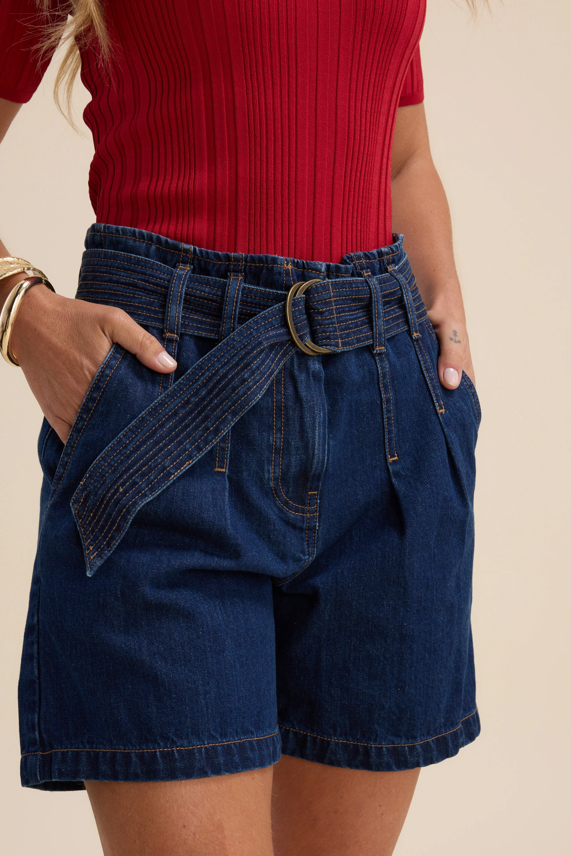 Anya Belted Denim Short - Image 6