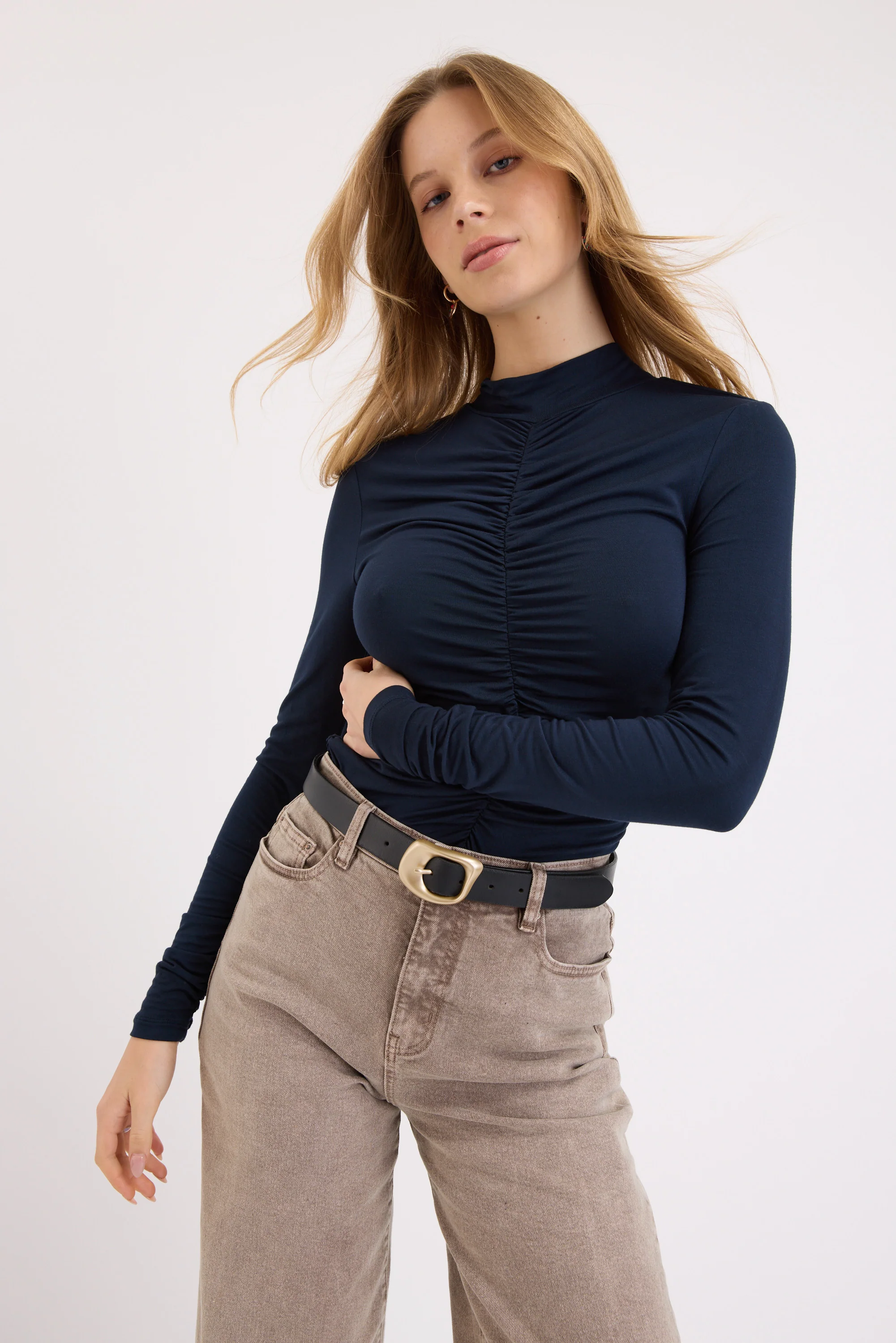 Britney Gathered Long Sleeve Tee - Image 2