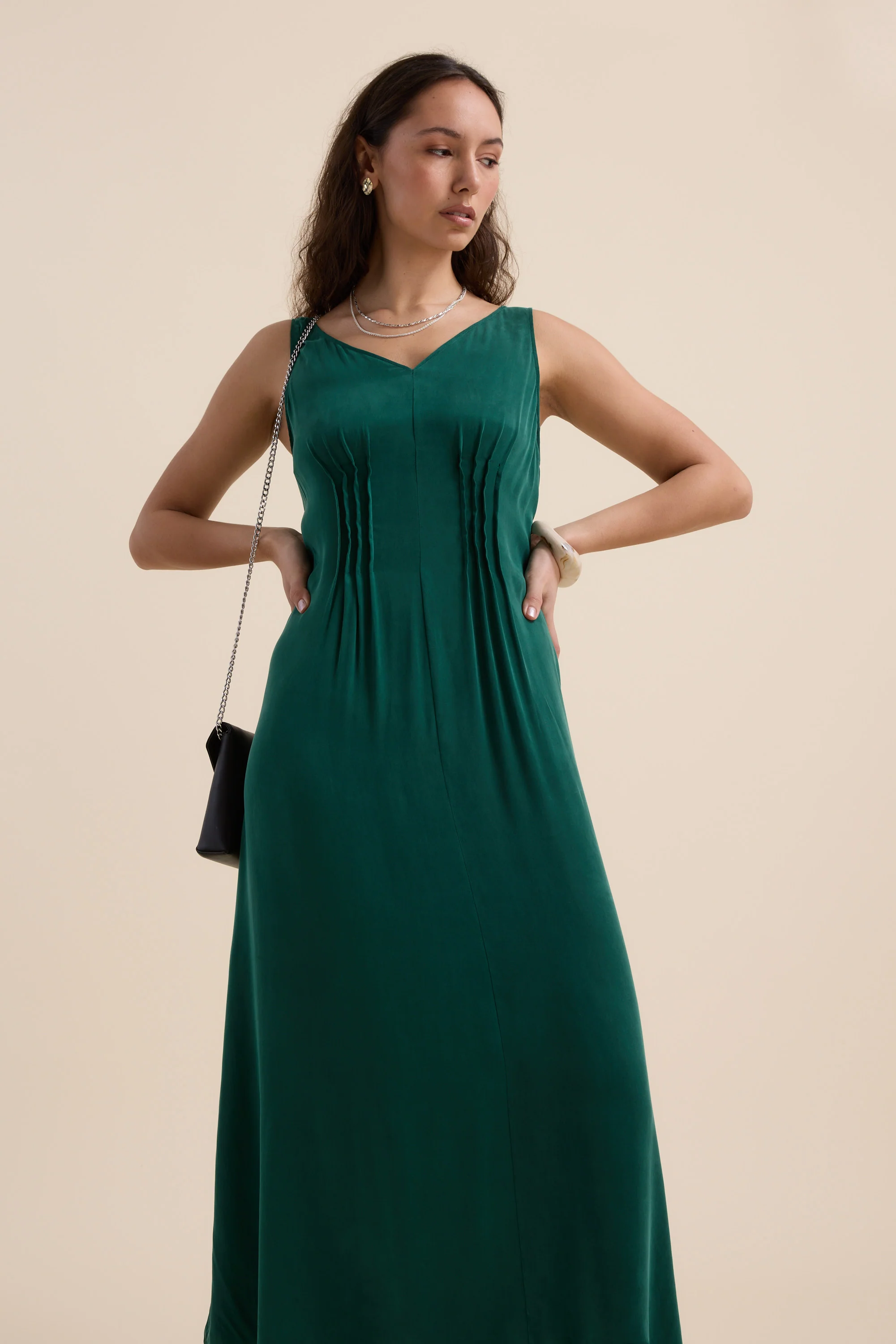Cara Pleat Detail Dress - Image 6
