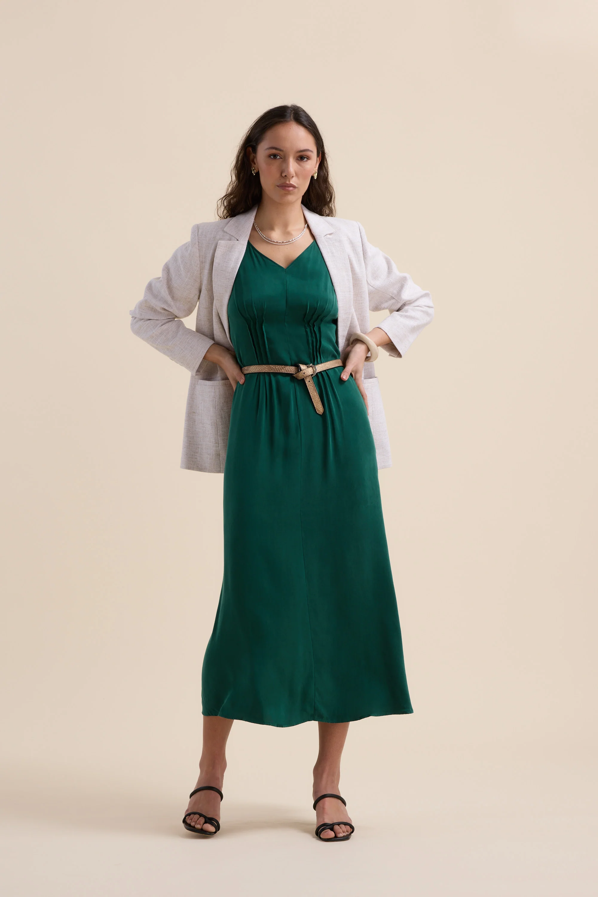 Cara Pleat Detail Dress - Image 7