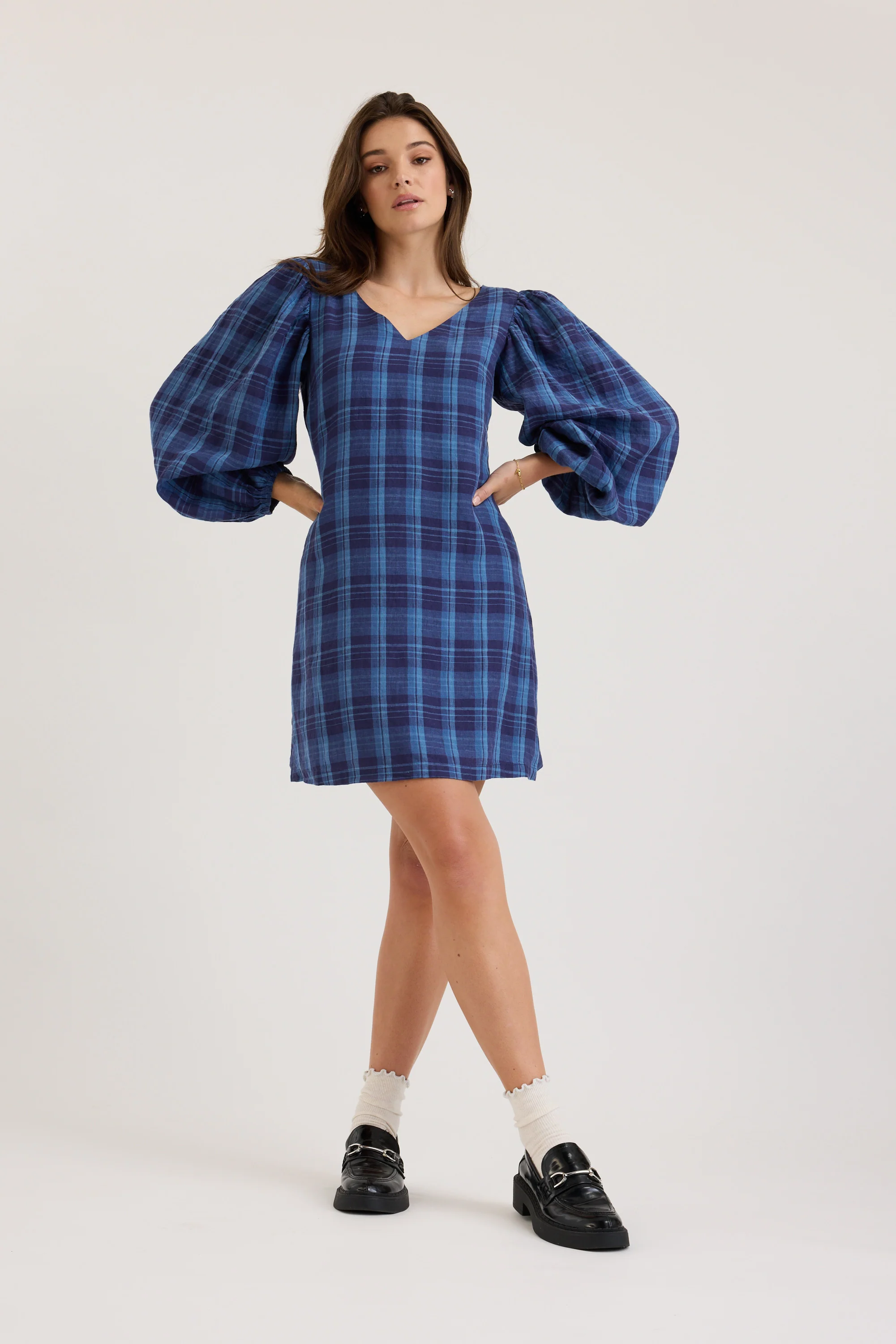 Carla Linen Check Dress - Image 2