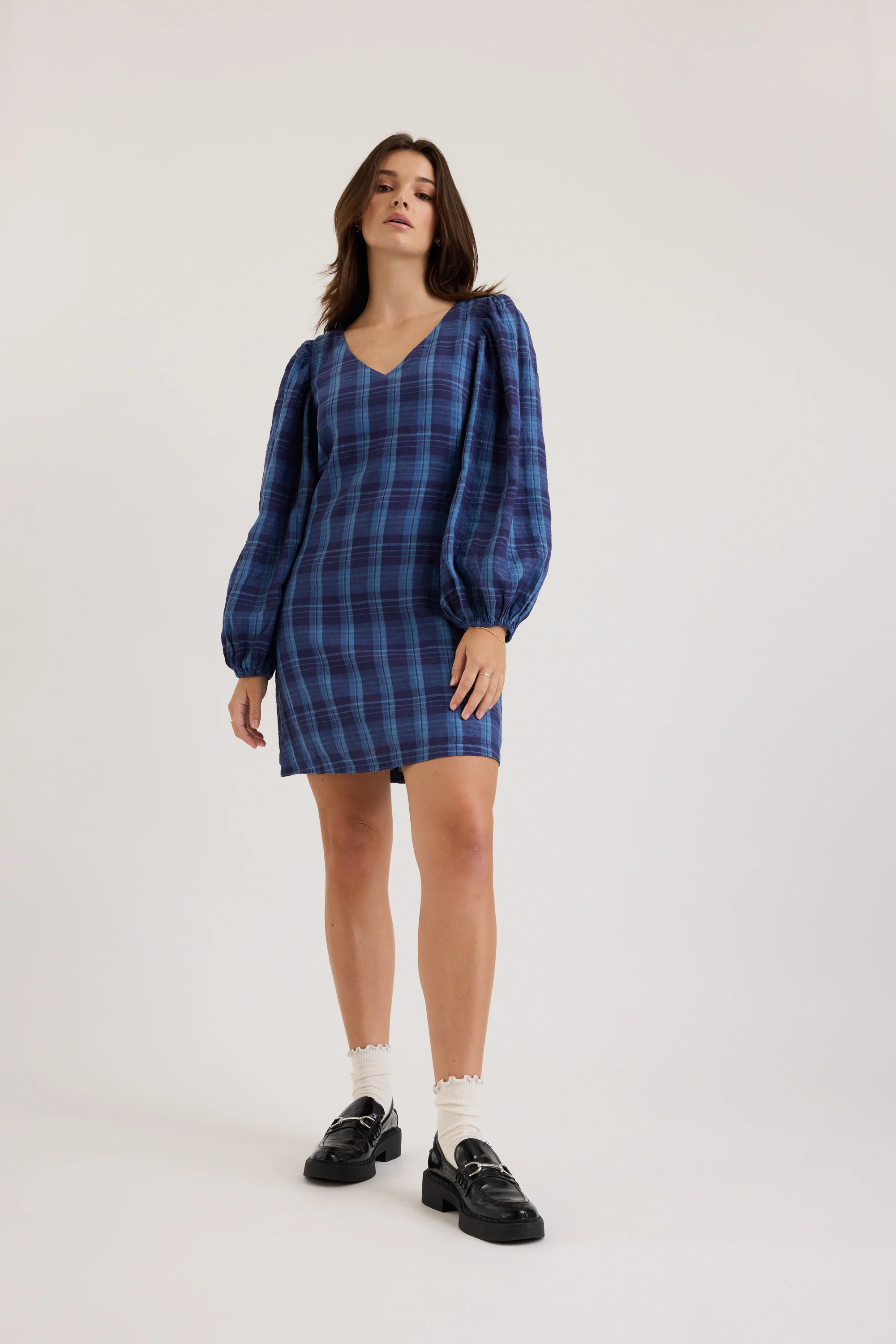 Carla Linen Check Dress - Image 3