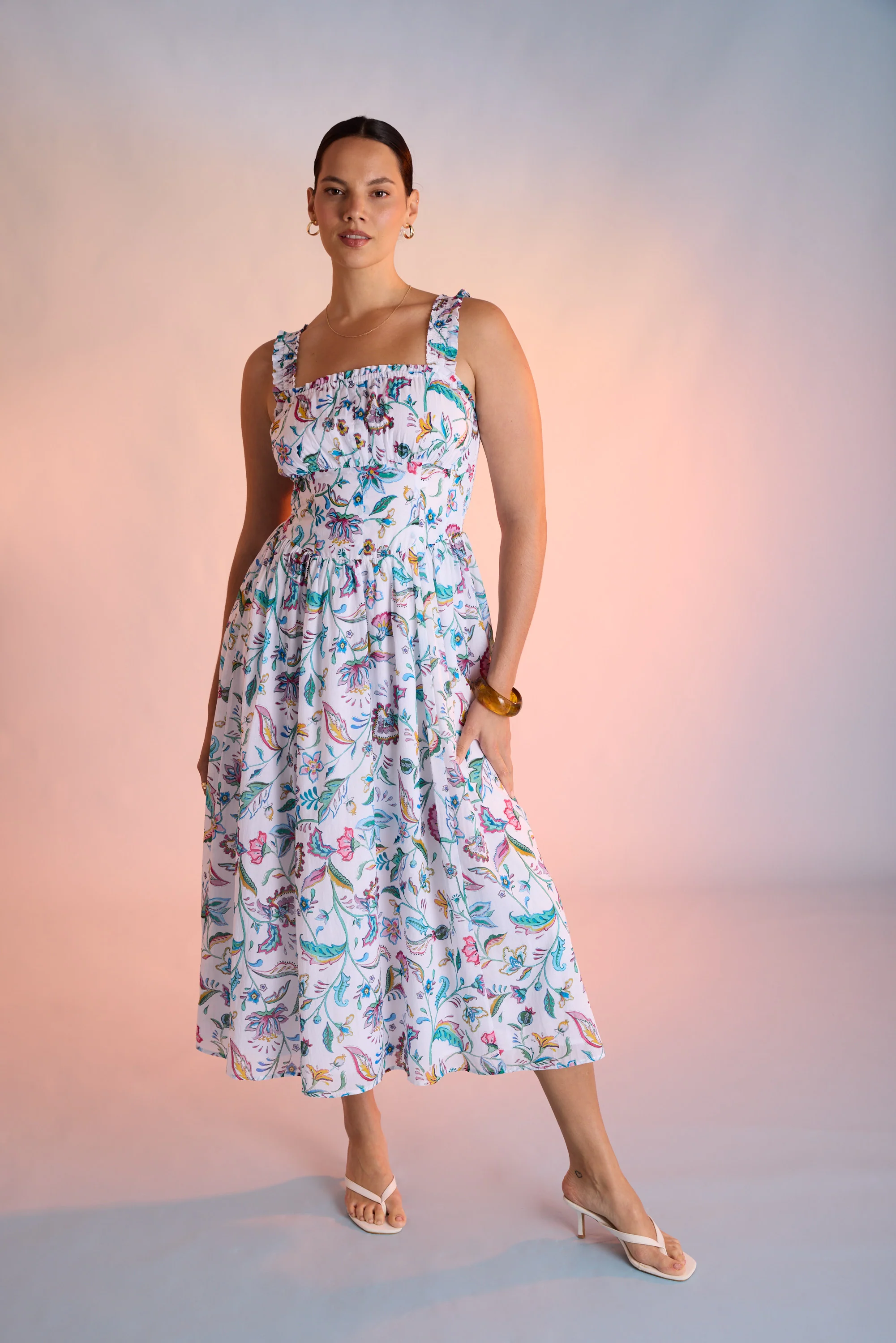 Clara Shirred Detail Dress - Image 3