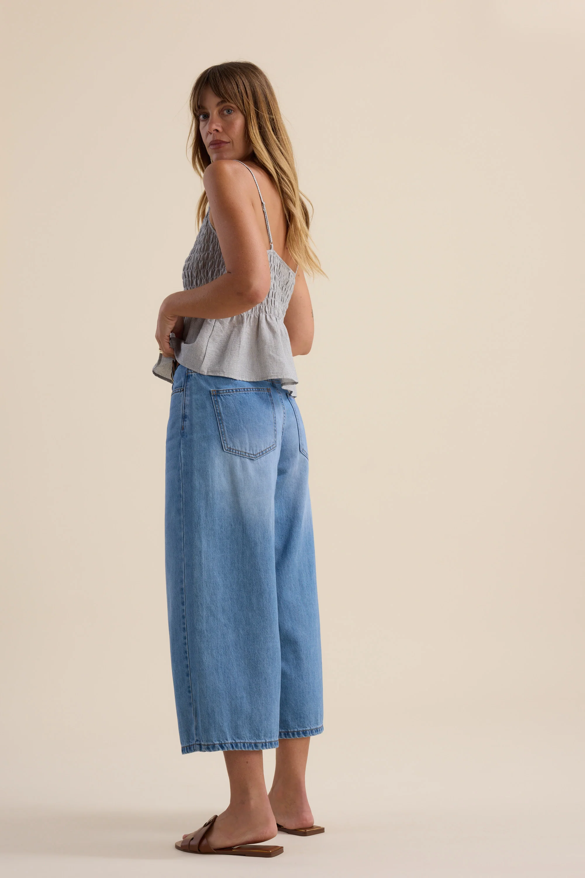 Derby Wide Leg Cropped Jeans - Image 3