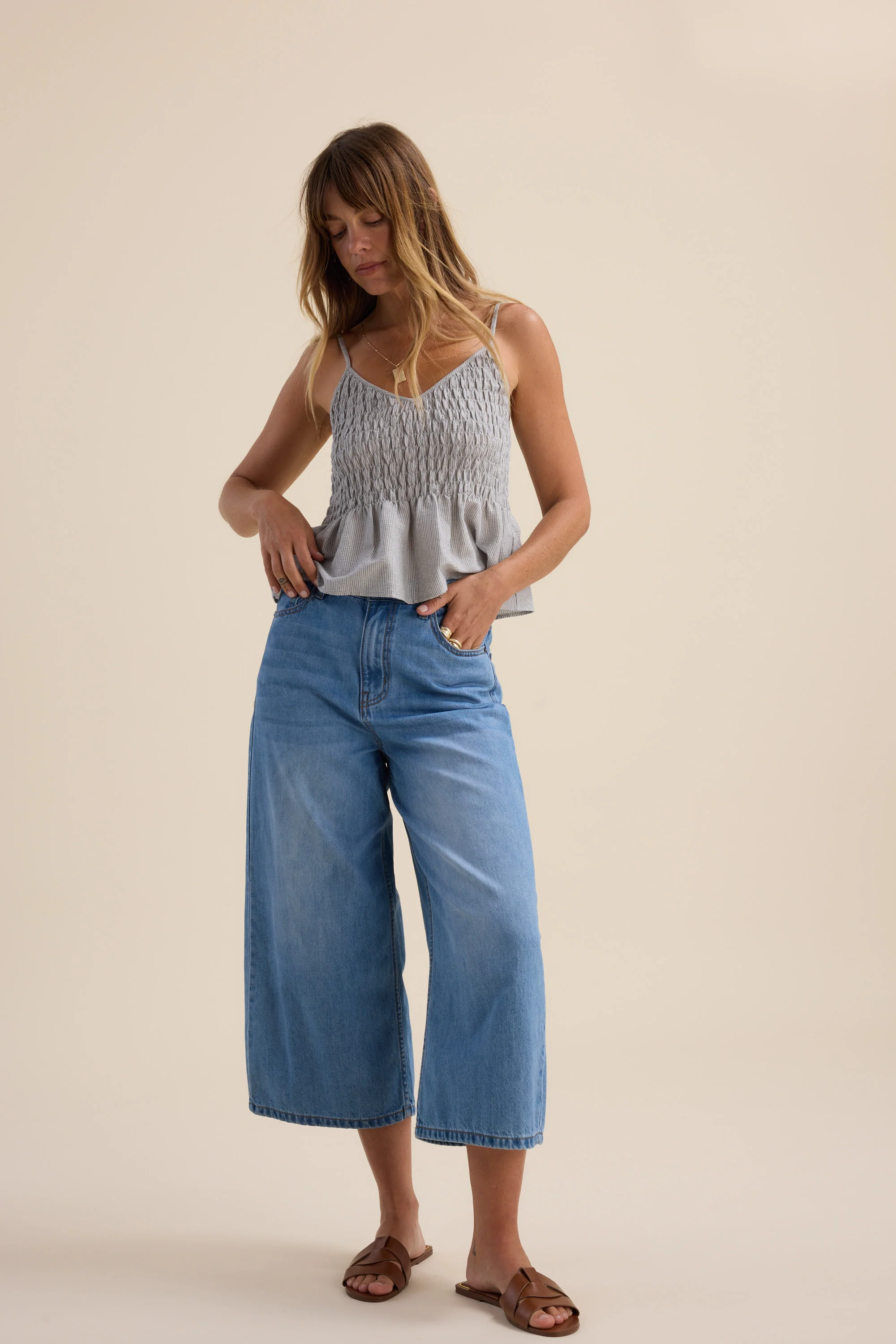 Derby Wide Leg Cropped Jeans - Image 4