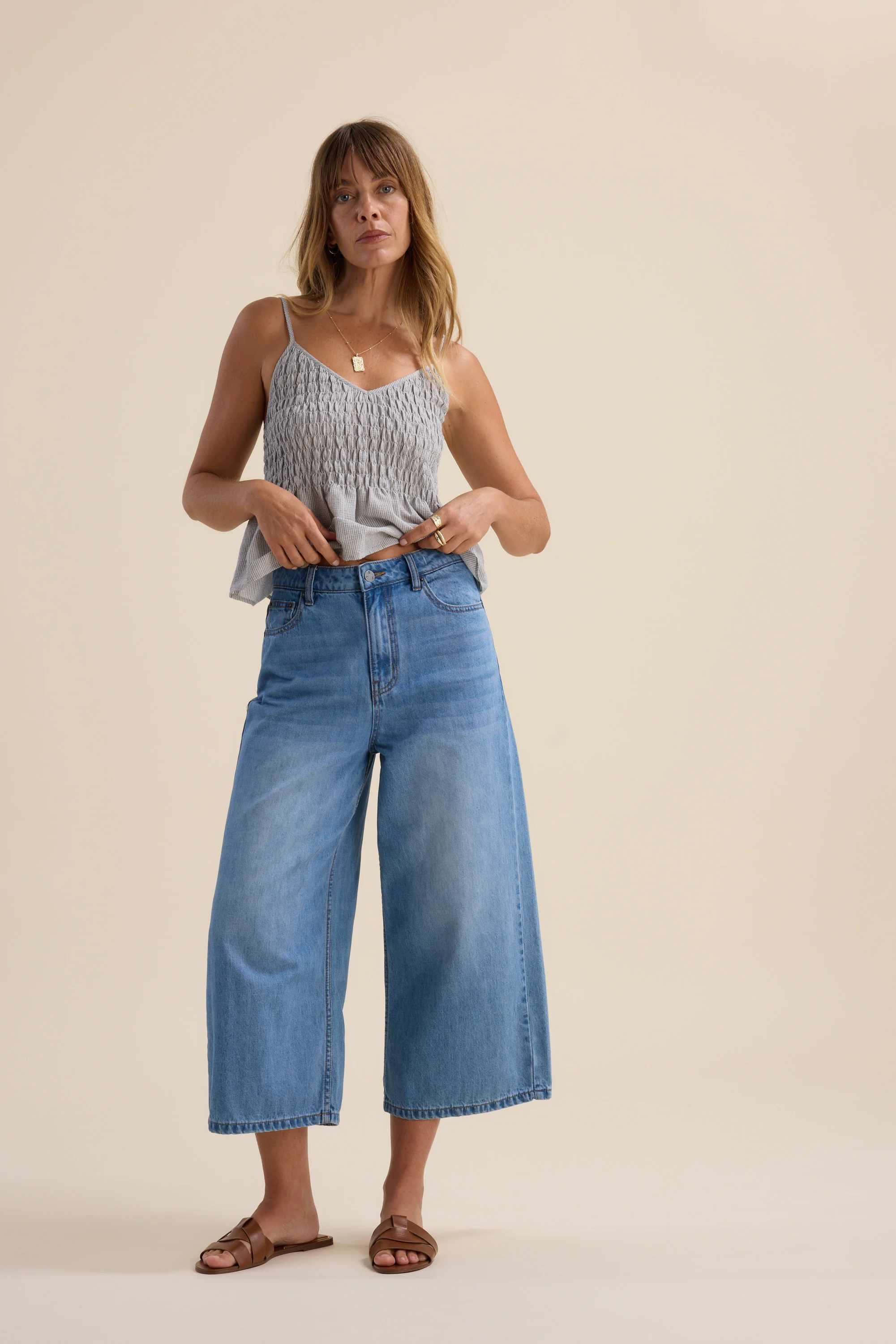 Derby Wide Leg Cropped Jeans - Image 5