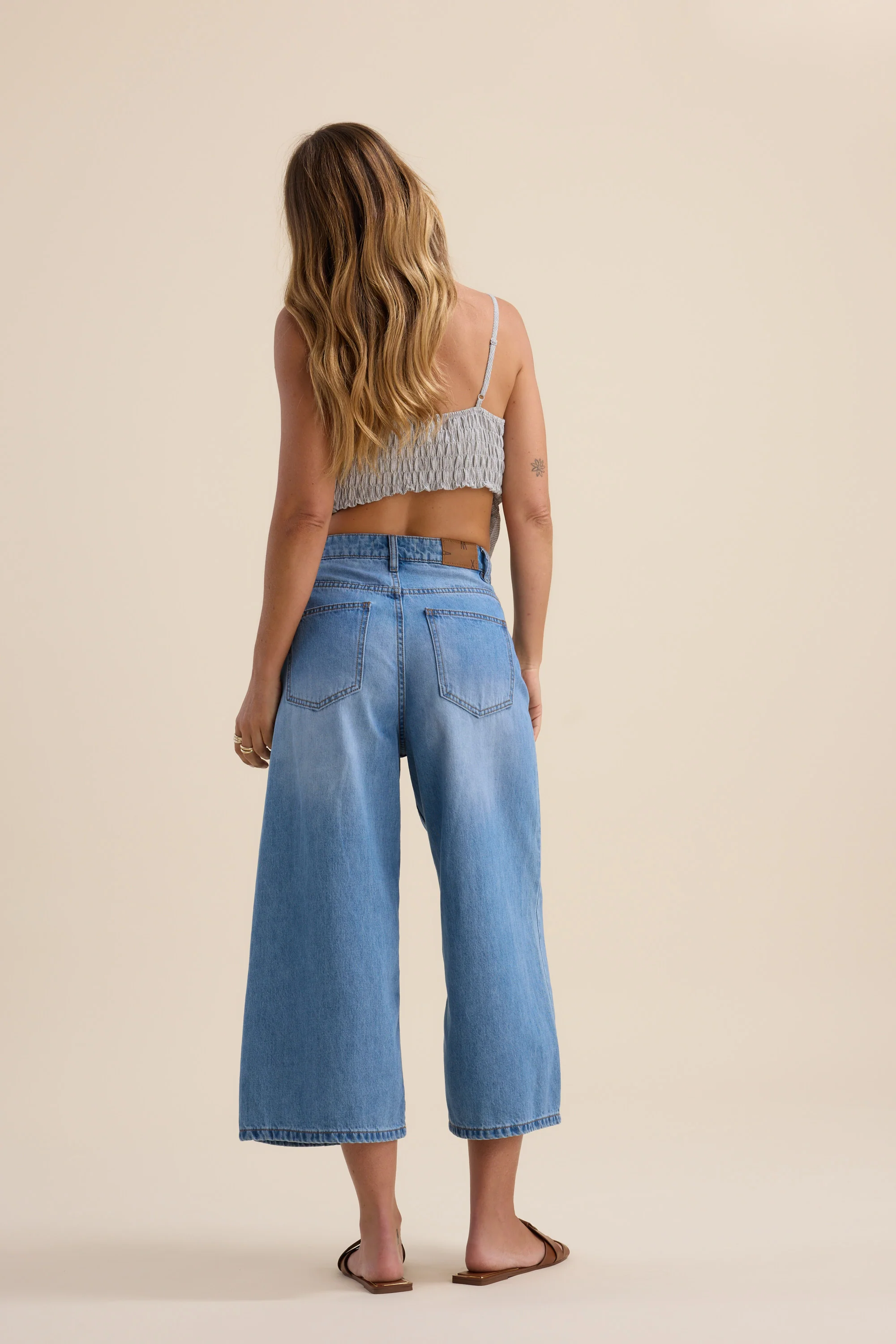 Derby Wide Leg Cropped Jeans - Image 6