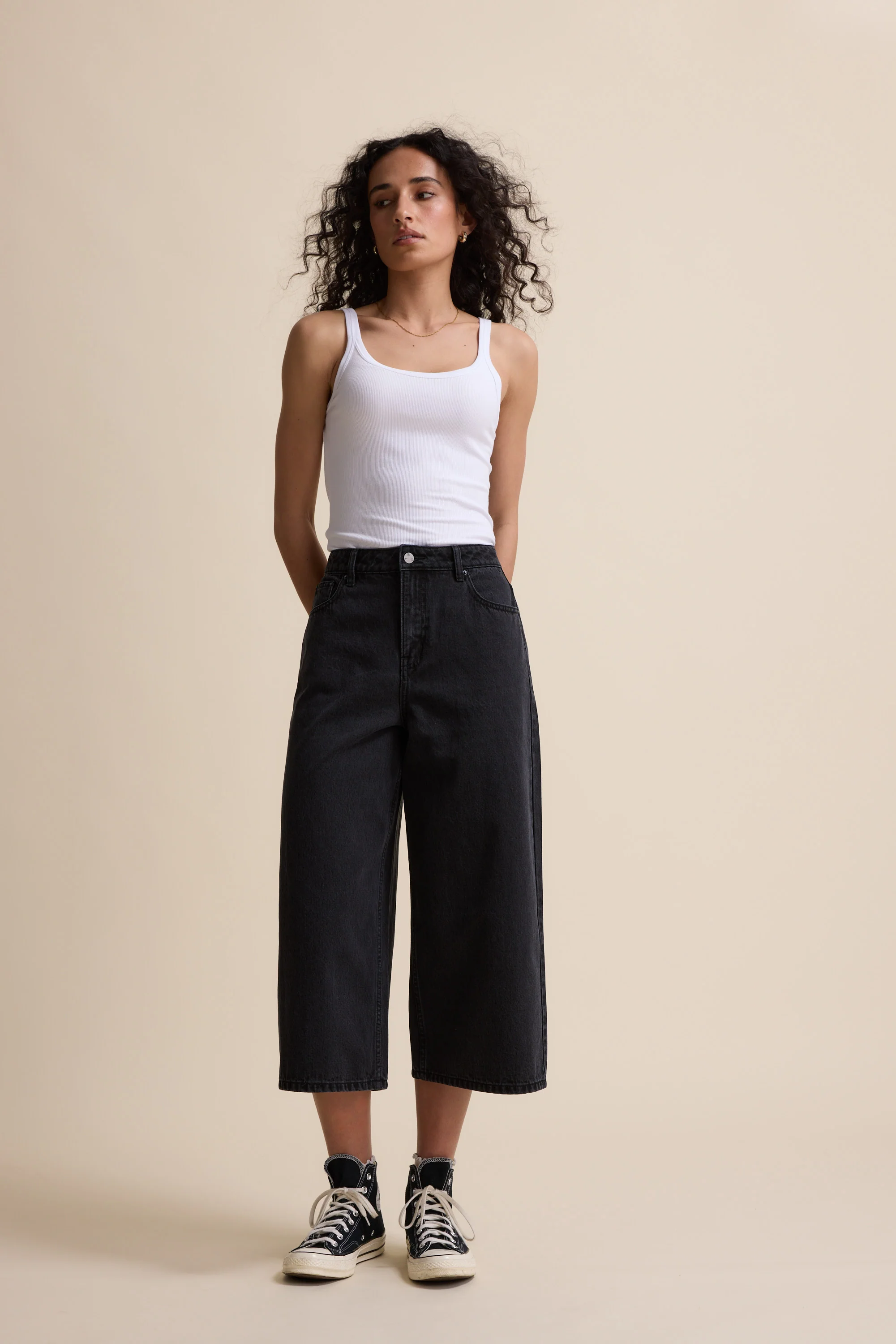 Derby Wide Leg Cropped Jeans - Image 3