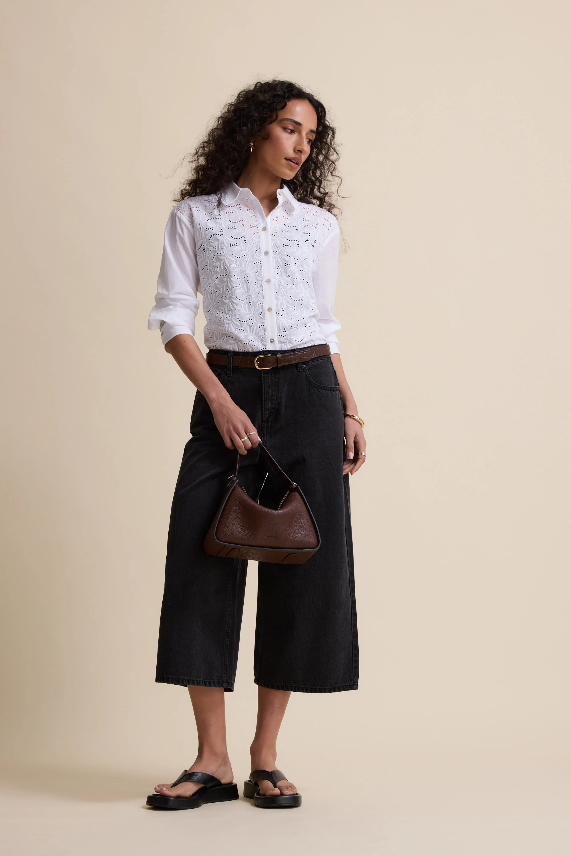 Derby Wide Leg Cropped Jeans - Image 4