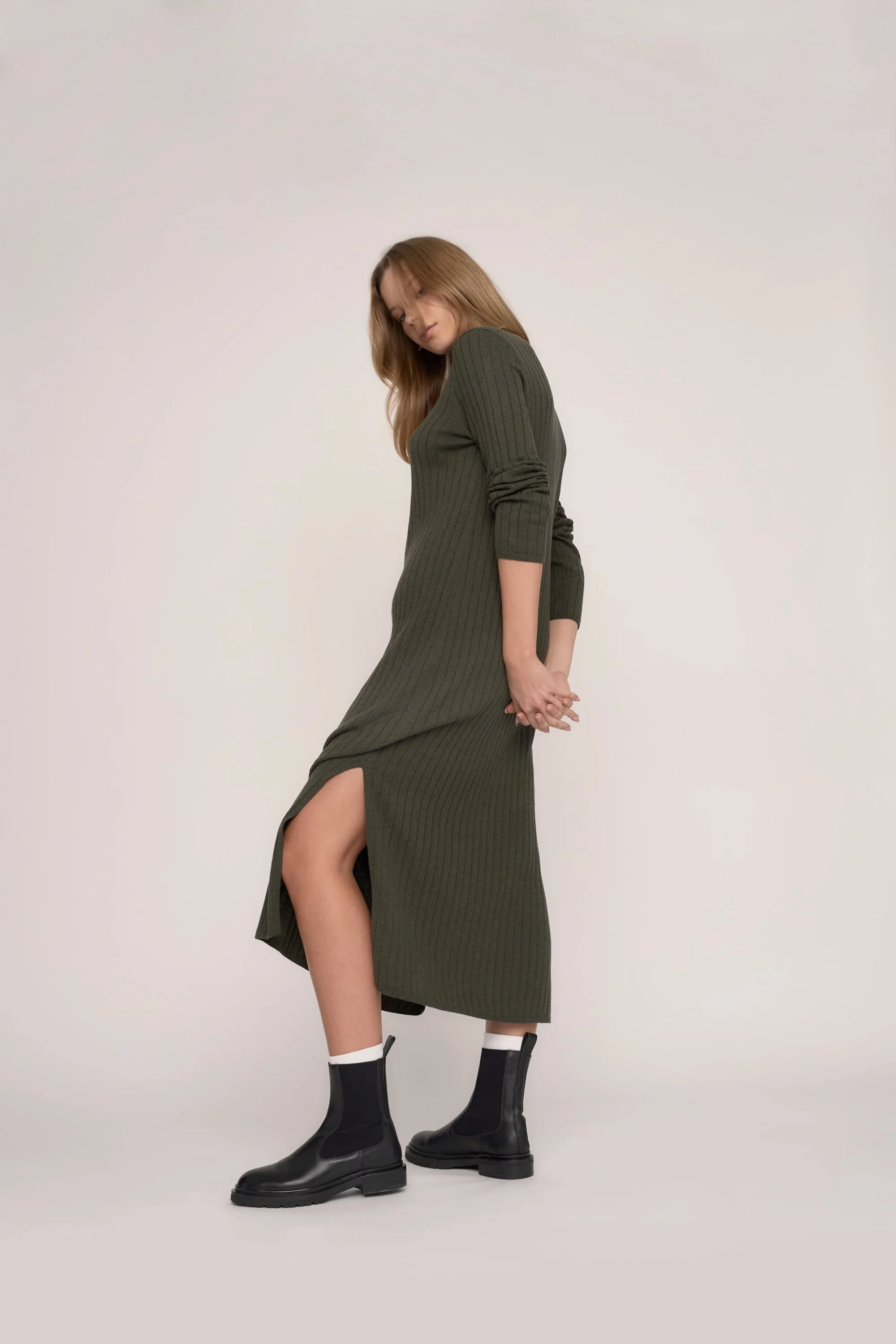 Elaina Wool Blend Ribbed Dress - Image 2