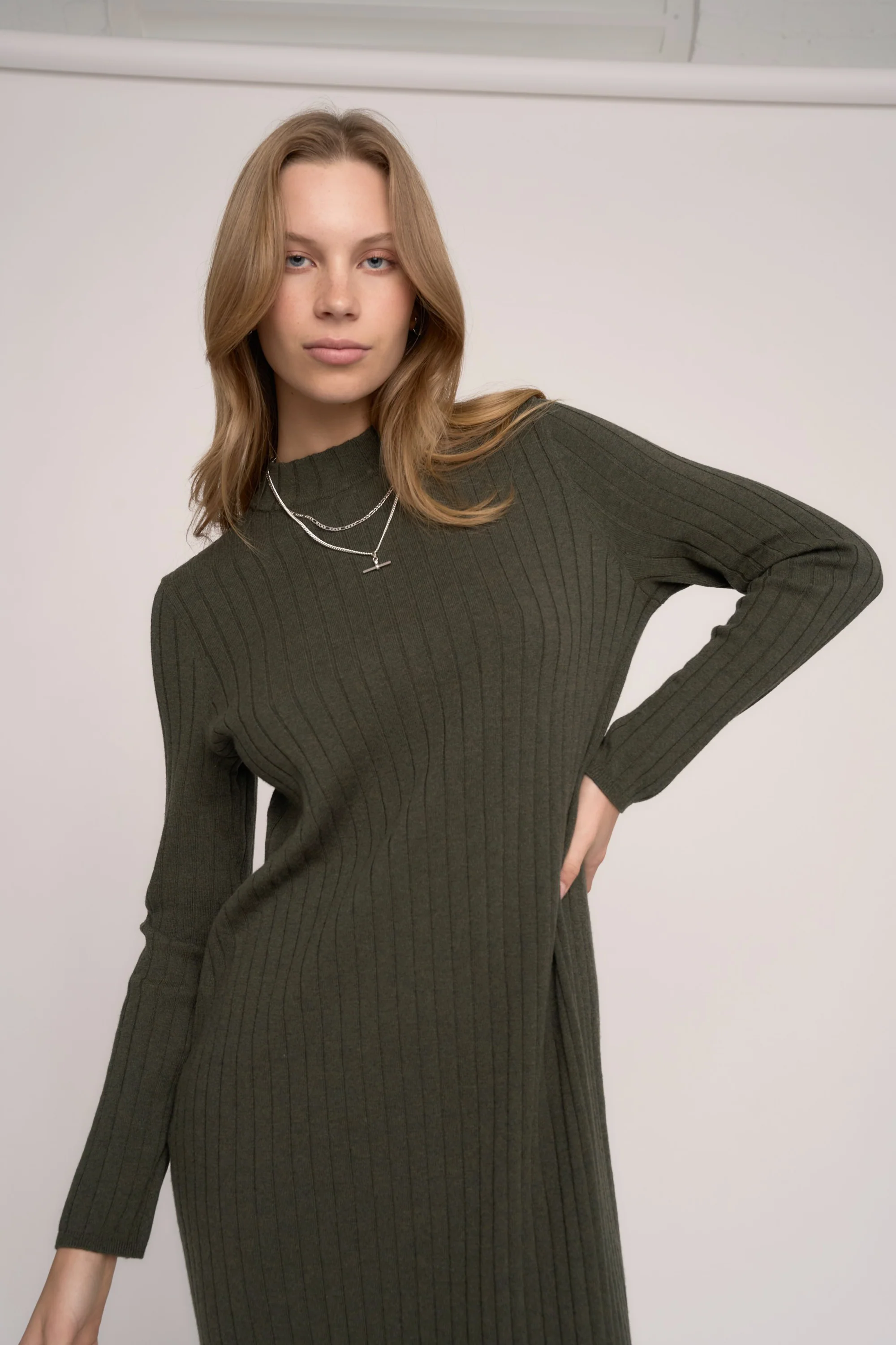Elaina Wool Blend Ribbed Dress - Image 3