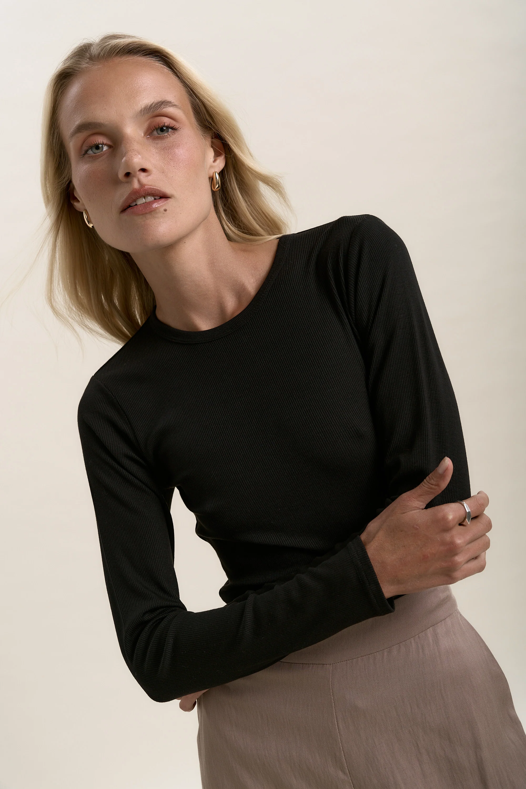 Elementary Basics Long Sleeve Rib Tee - Image 3