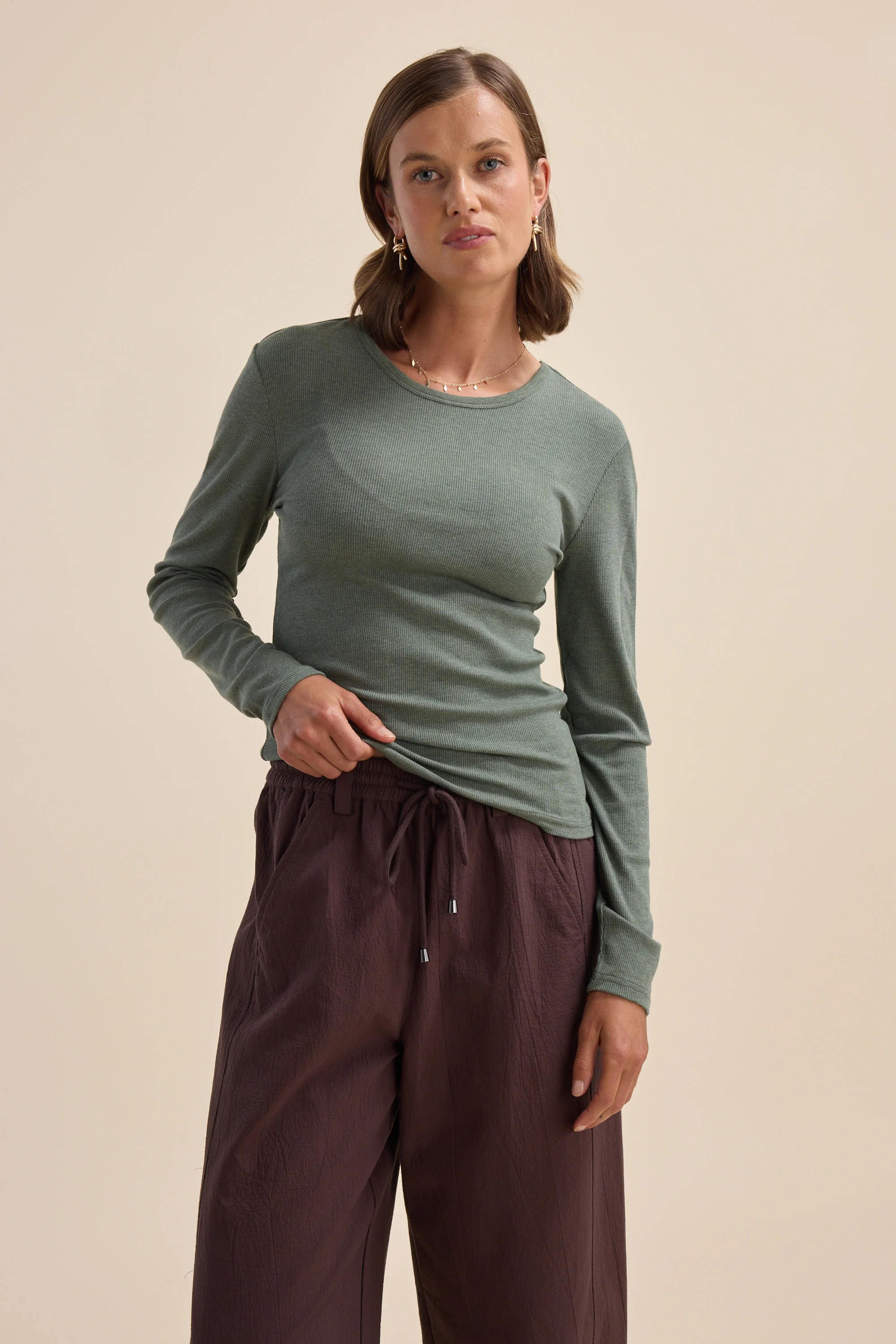 Elementary Basics Long Sleeve Rib Tee - Image 3