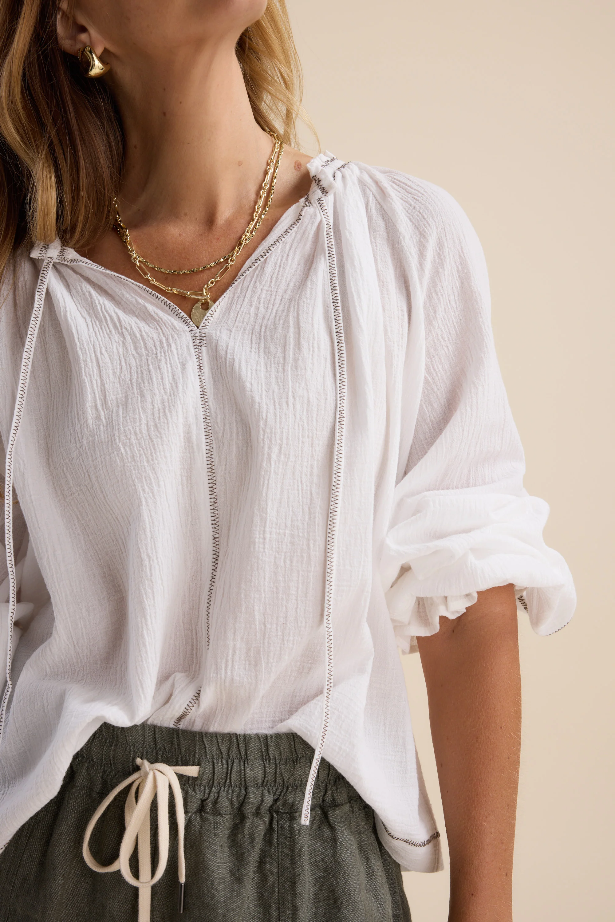 Elementary Blouson Trim Blouse - Image 5