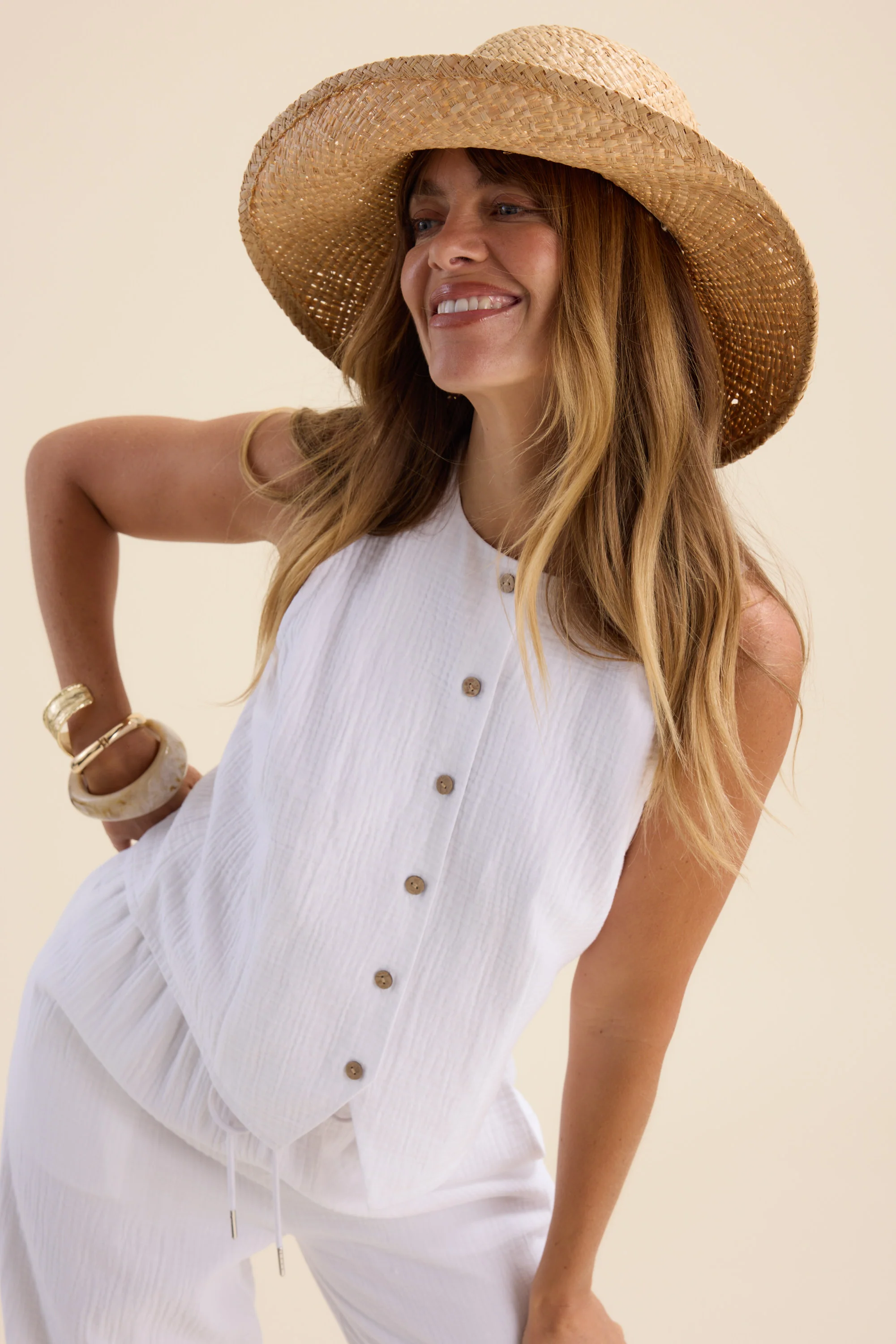 Elementary Button Through Sleeveless Top - Image 3