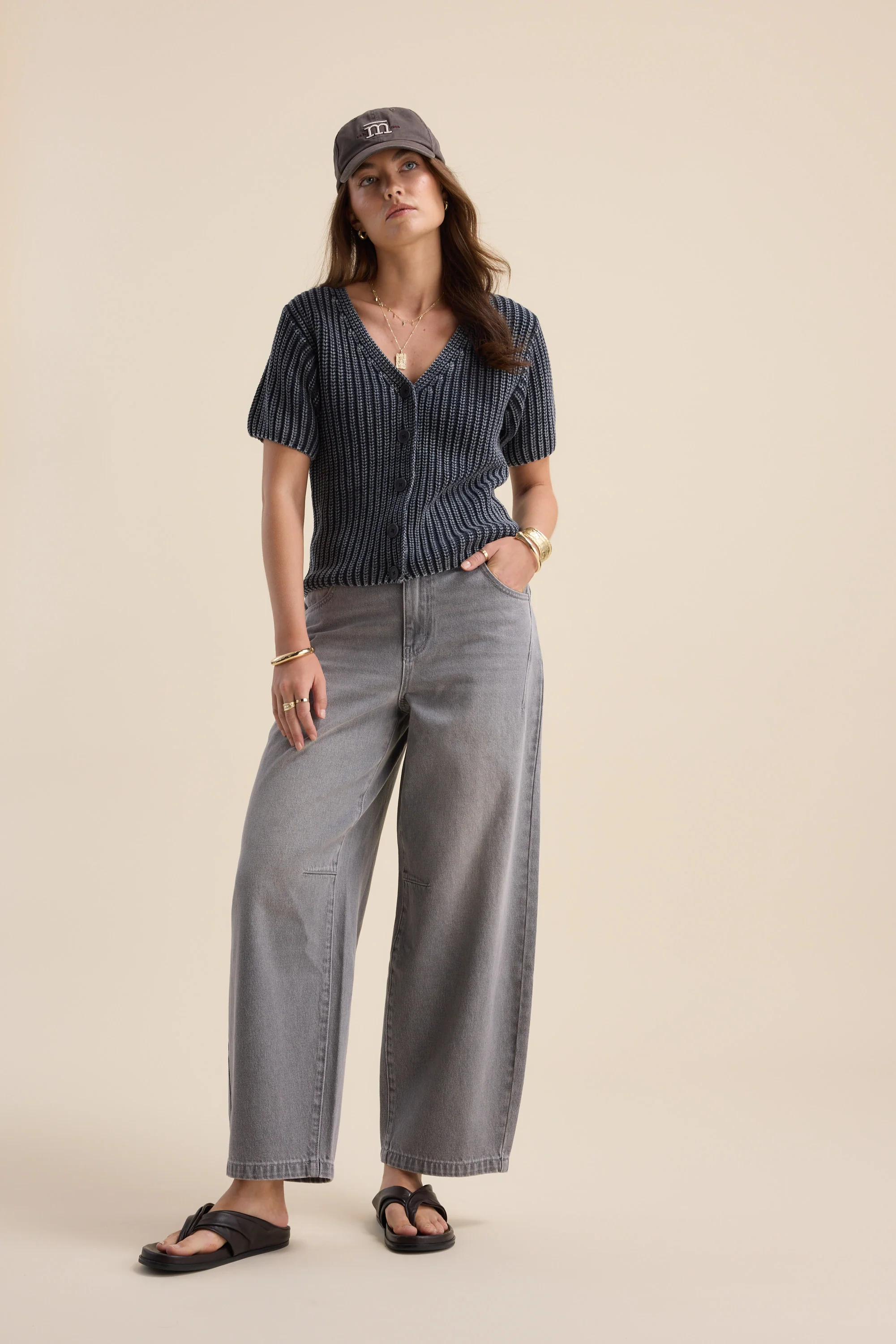 Elementary Chunky Knit Button Top - Image 3