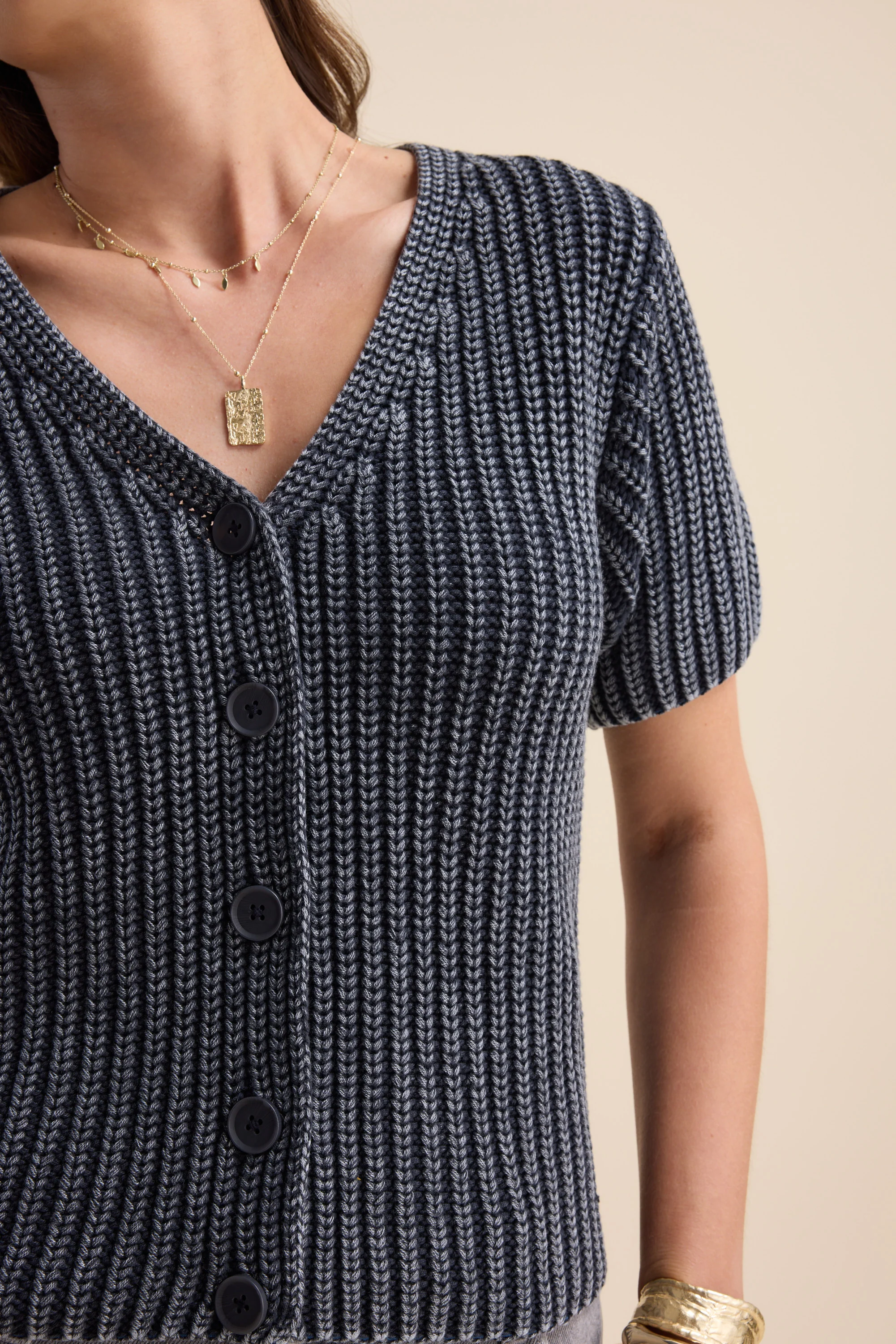 Elementary Chunky Knit Button Top - Image 5