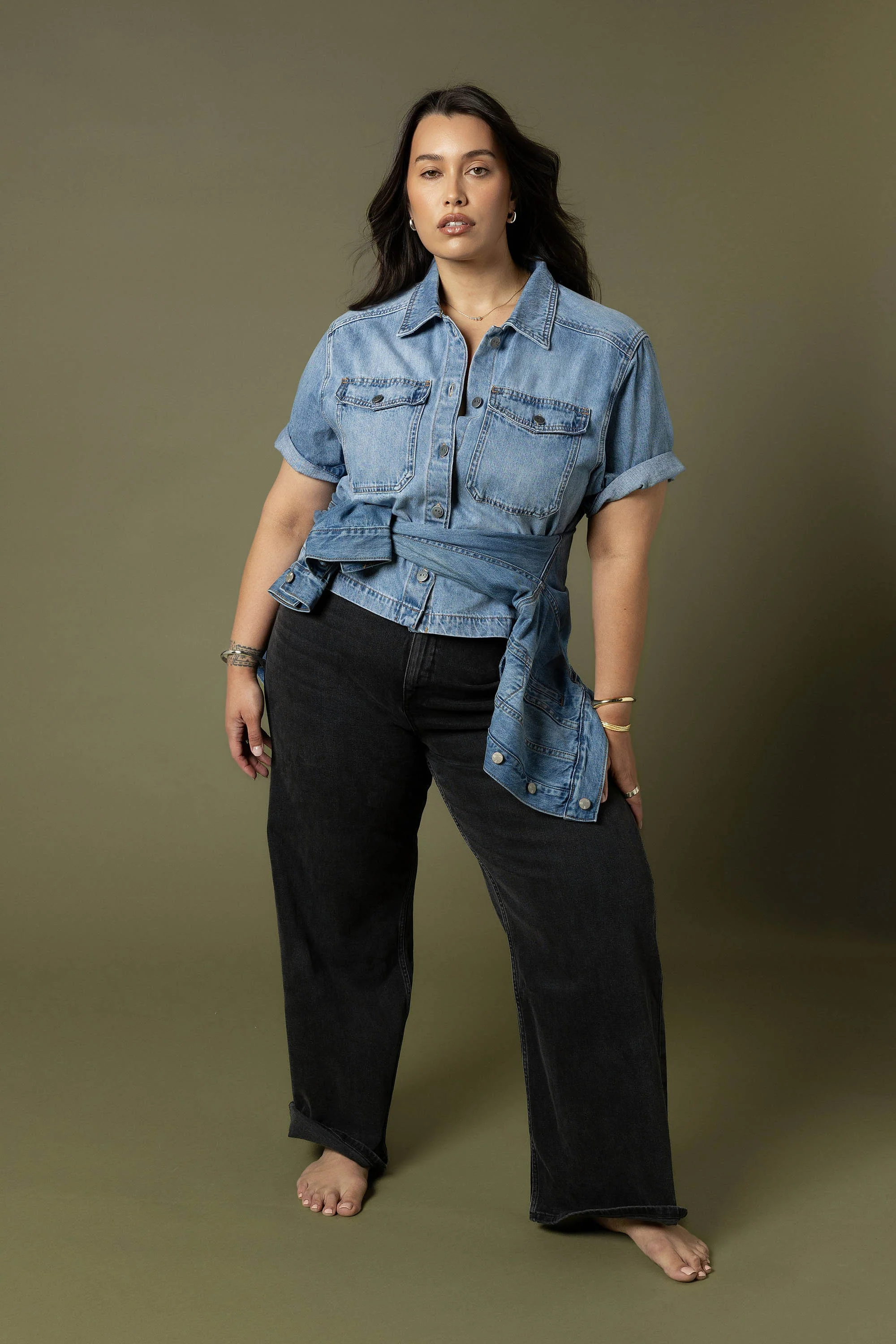 Elementary Cropped Denim Shirt - Image 2