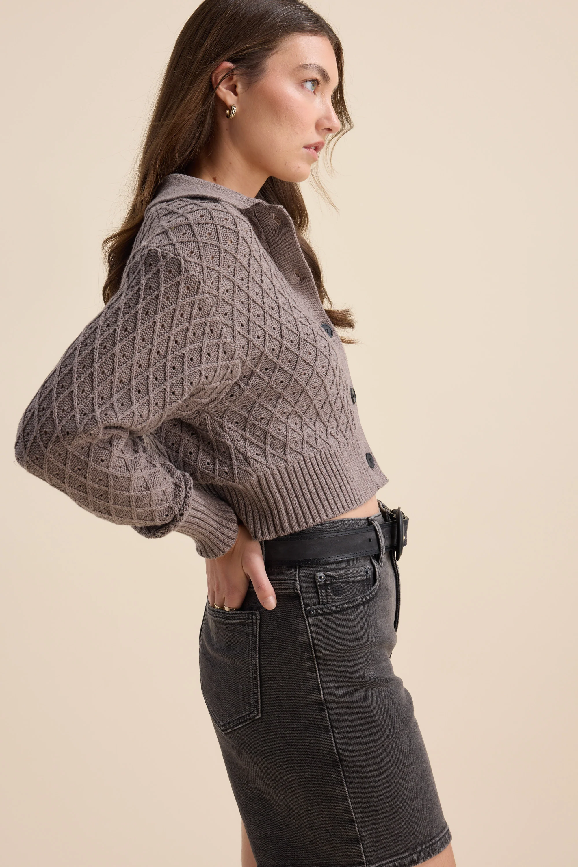 Elementary Knit Detail Cardigan - Image 4