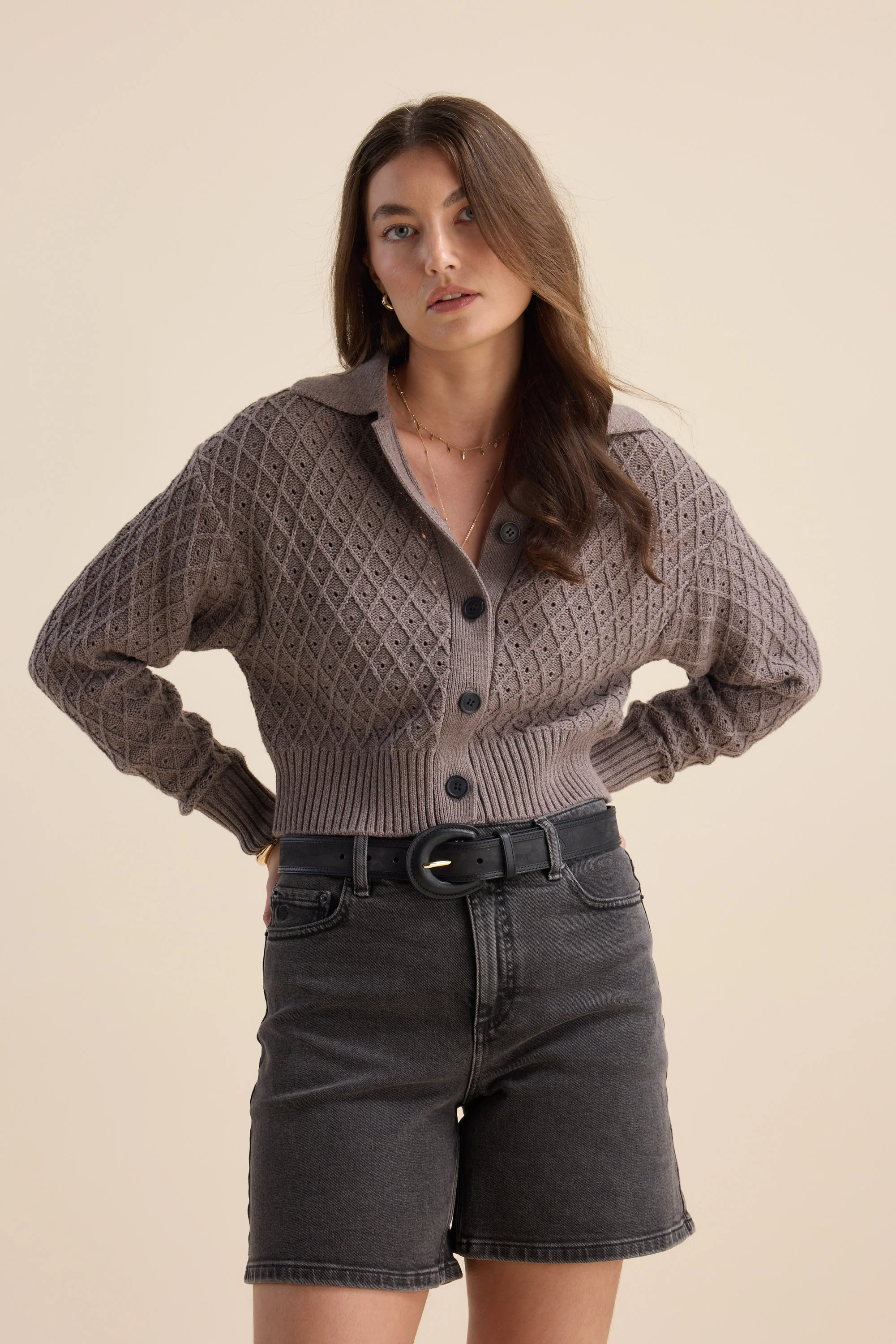 Elementary Knit Detail Cardigan - Image 5