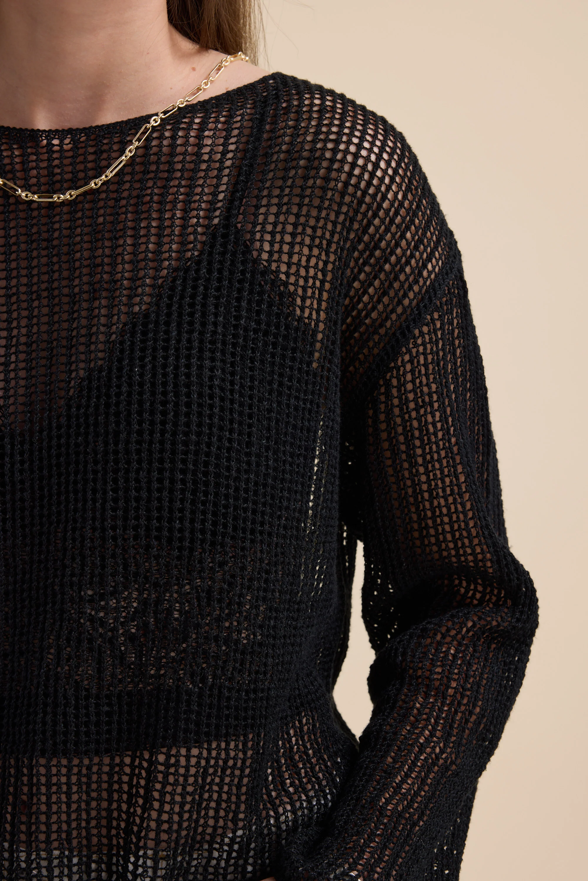 Elementary Linen Mesh Knit Sweater - Image 5