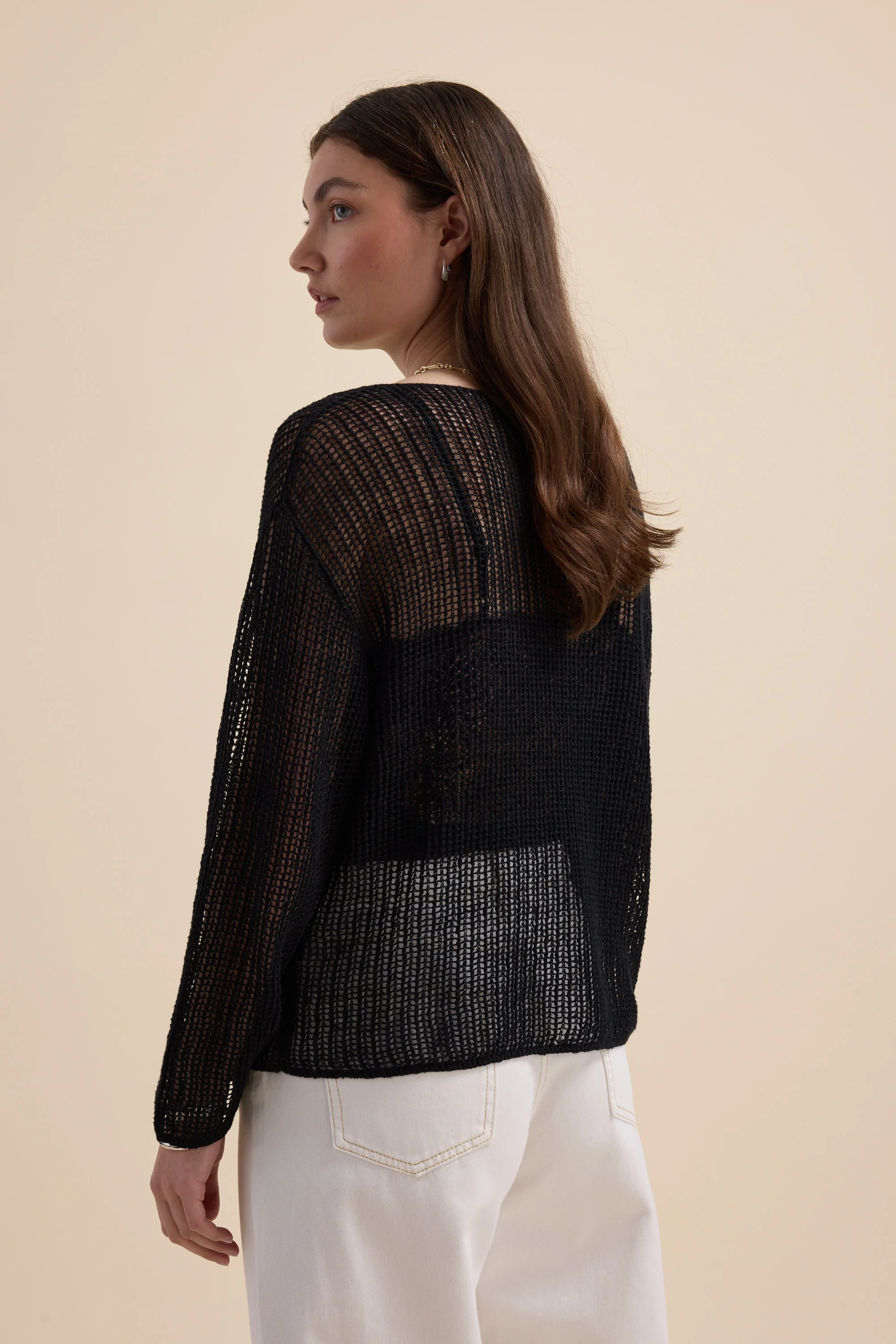 Elementary Linen Mesh Knit Sweater - Image 6