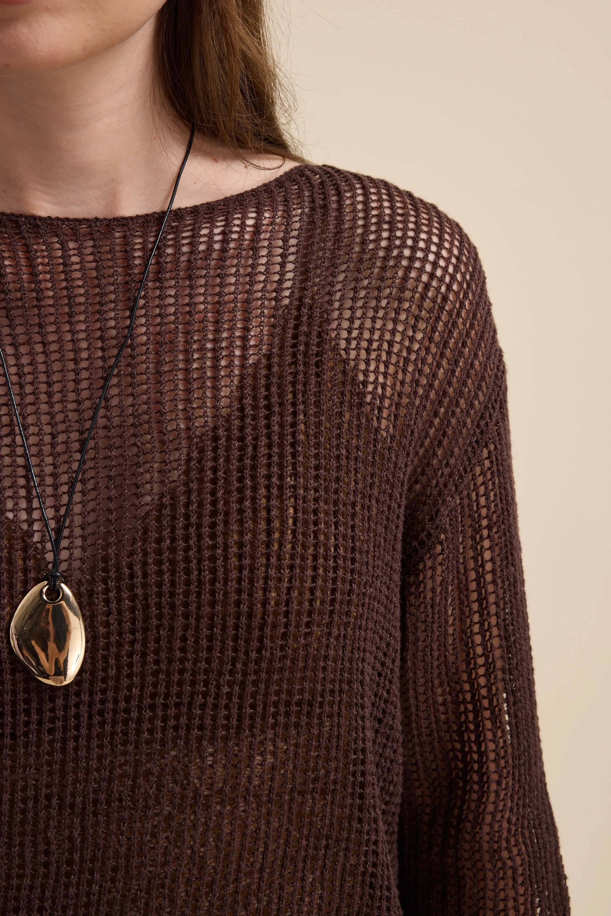 Elementary Linen Mesh Knit Sweater - Image 3