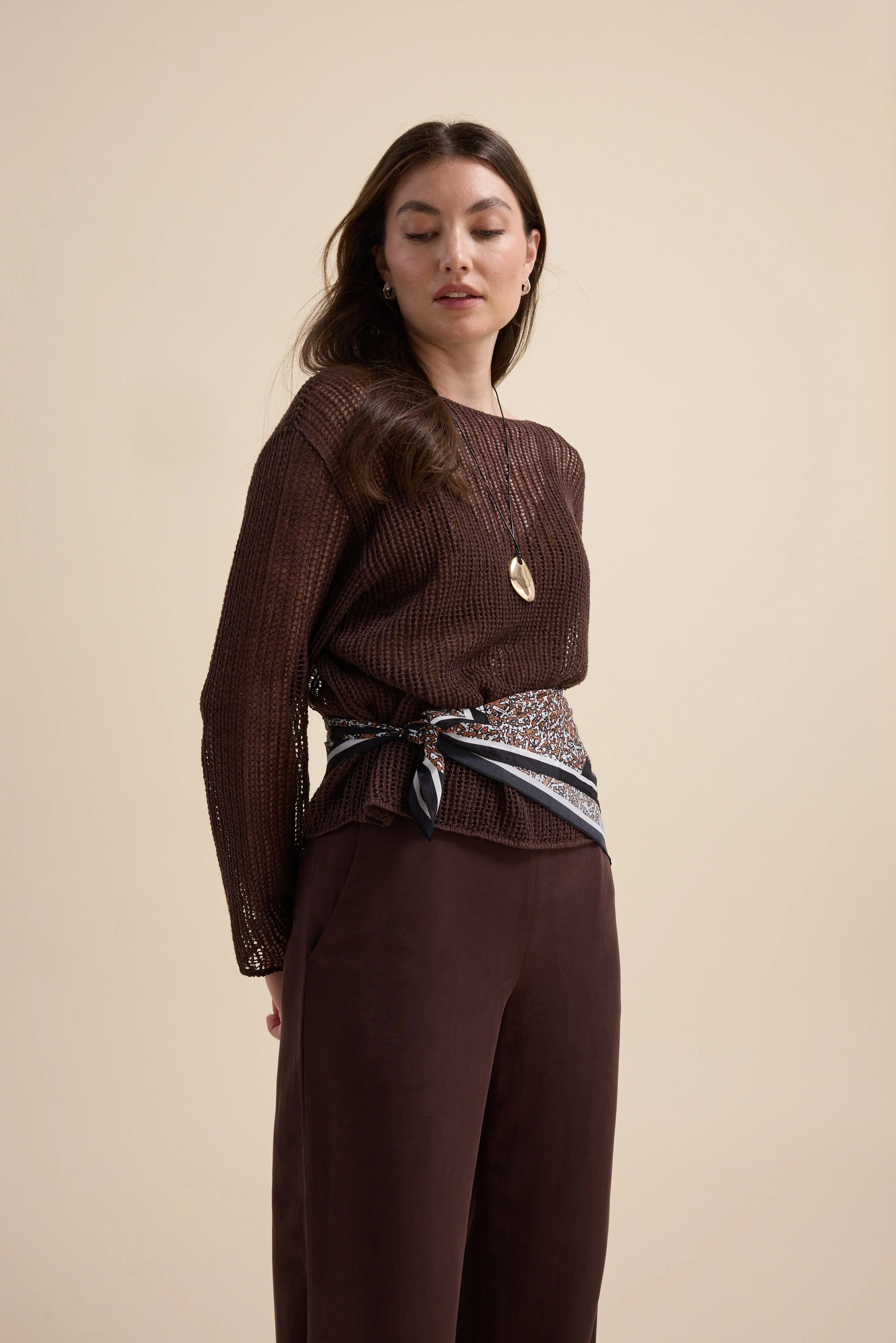 Elementary Linen Mesh Knit Sweater - Image 4