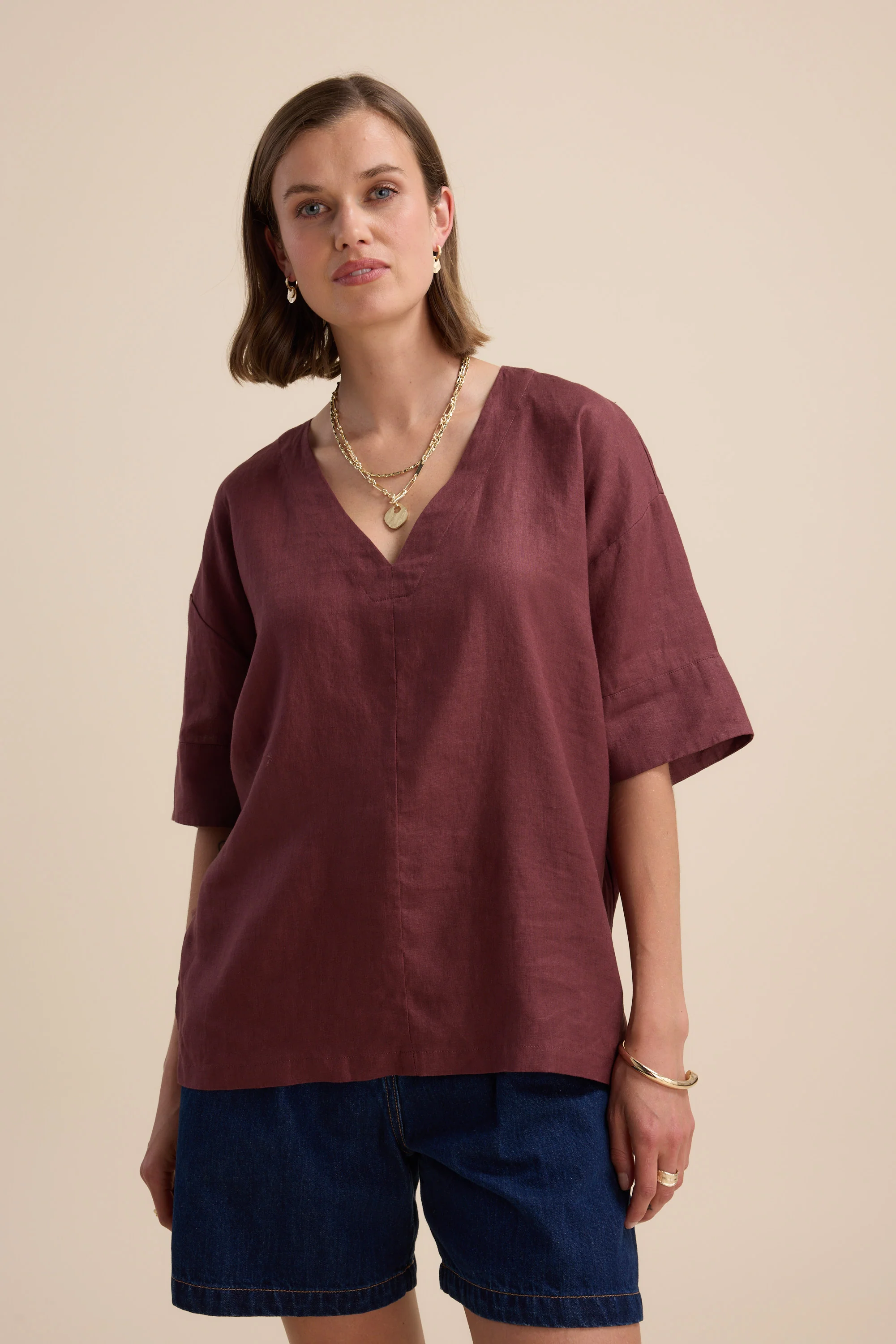 Elementary Oversized V Neck Top - Image 2