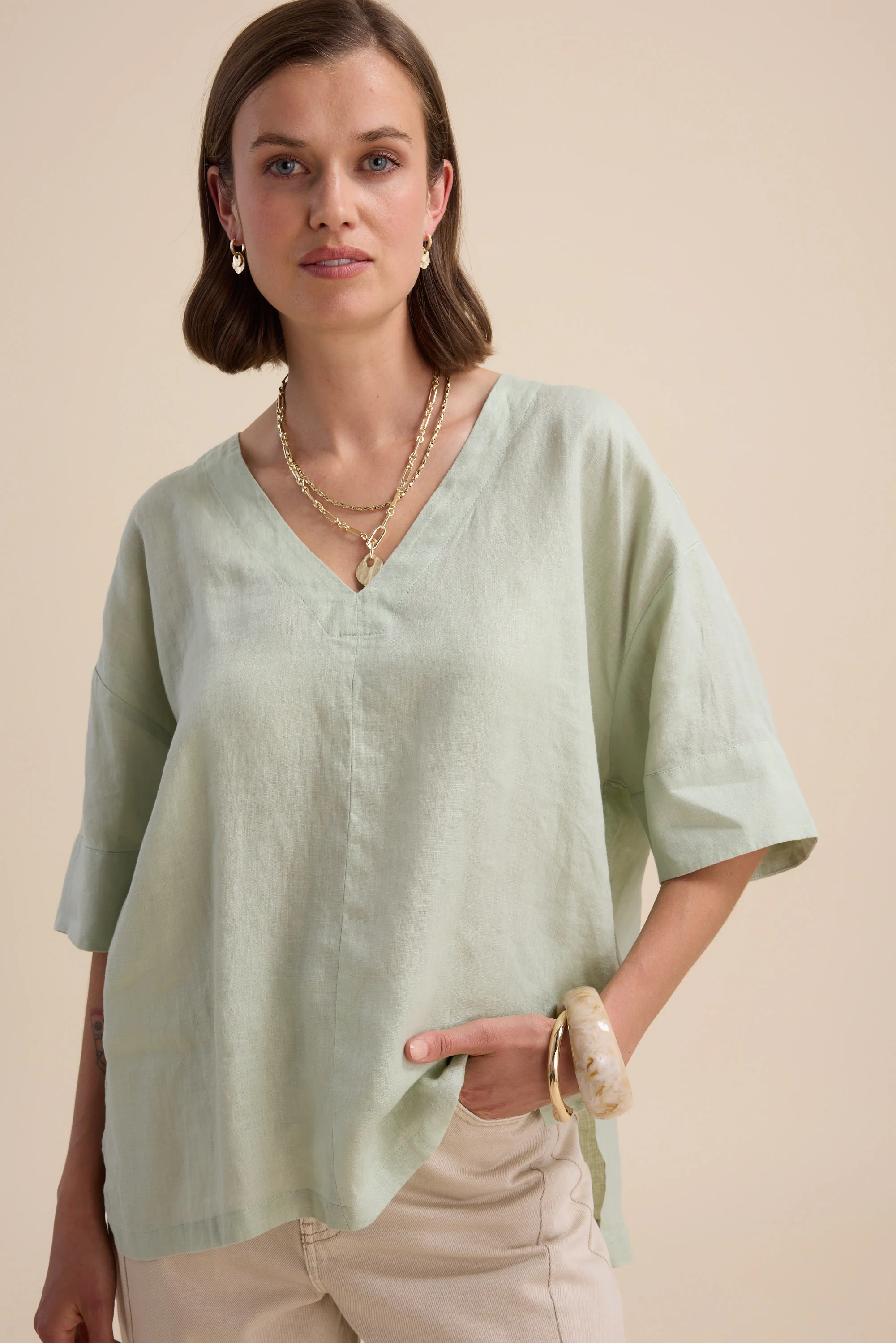 Elementary Oversized V Neck Top - Image 3