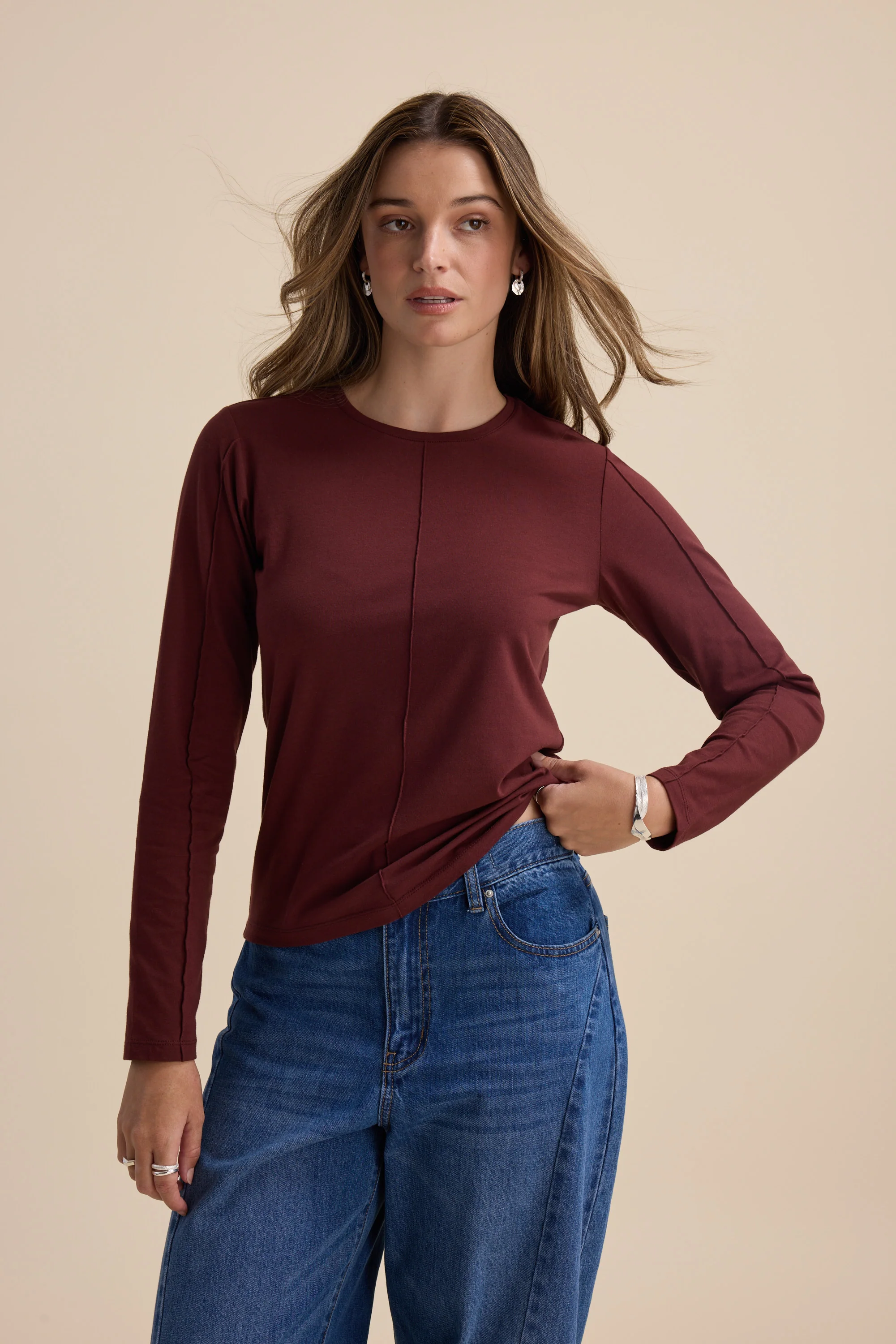Elementary Pintuck Long Sleeve Tee - Image 2