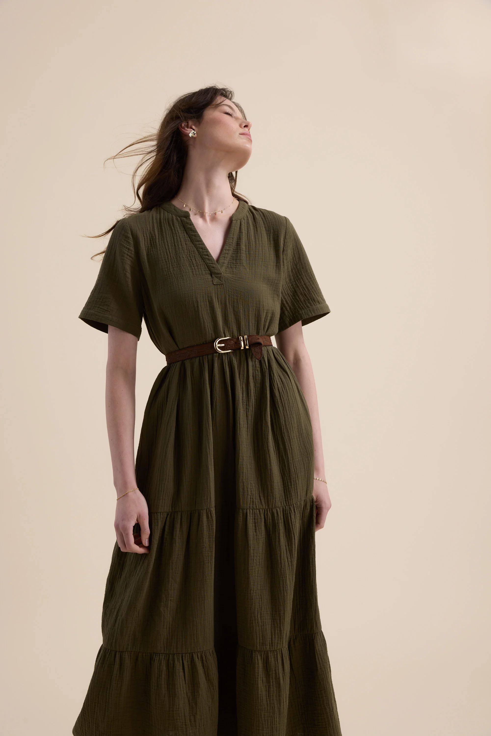 Elementary Textured Tiered Dress - Image 4