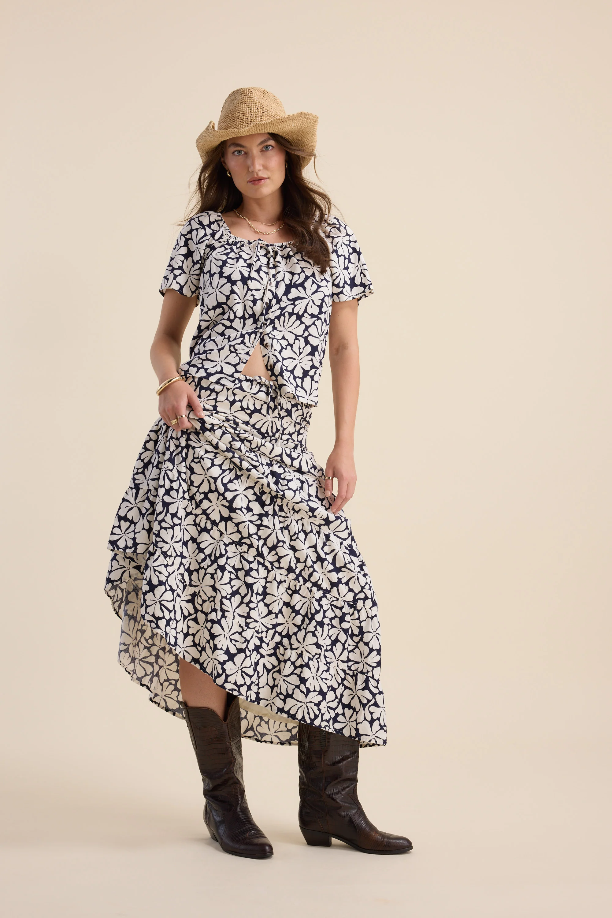 Elementary Tie Front Button Top - Image 3