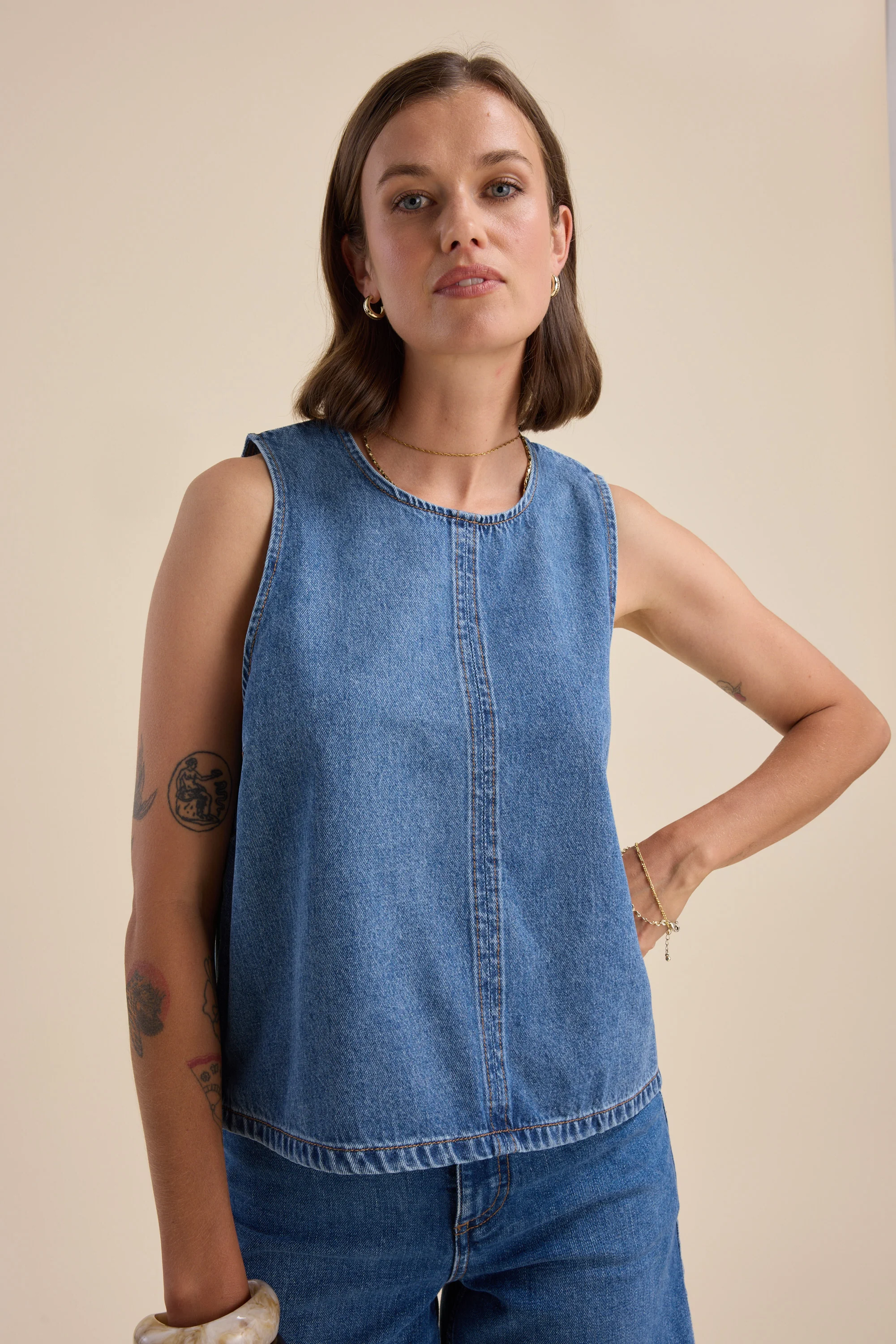 Elodie Sleeveless Denim Top - Image 2