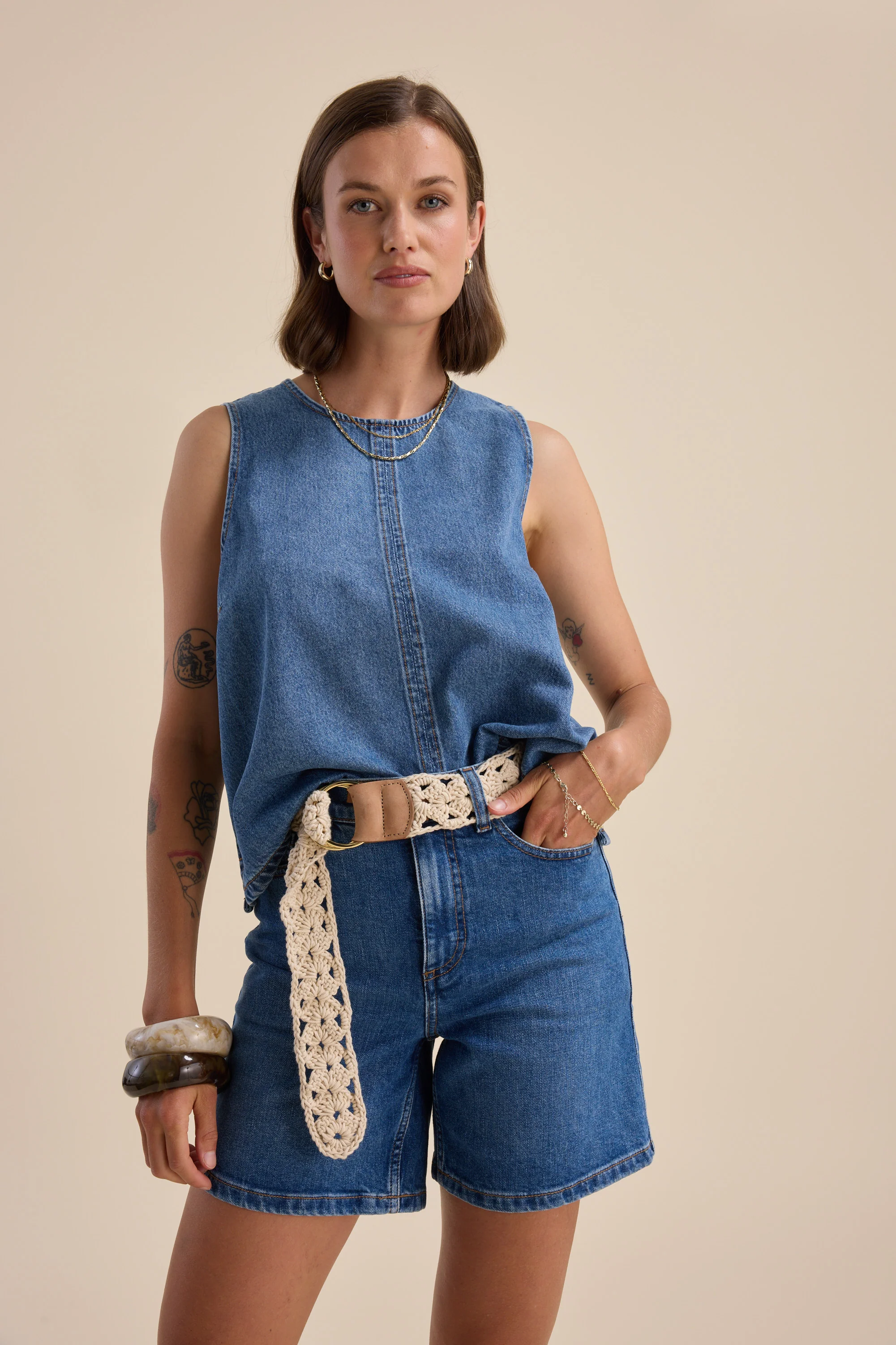 Elodie Sleeveless Denim Top - Image 3