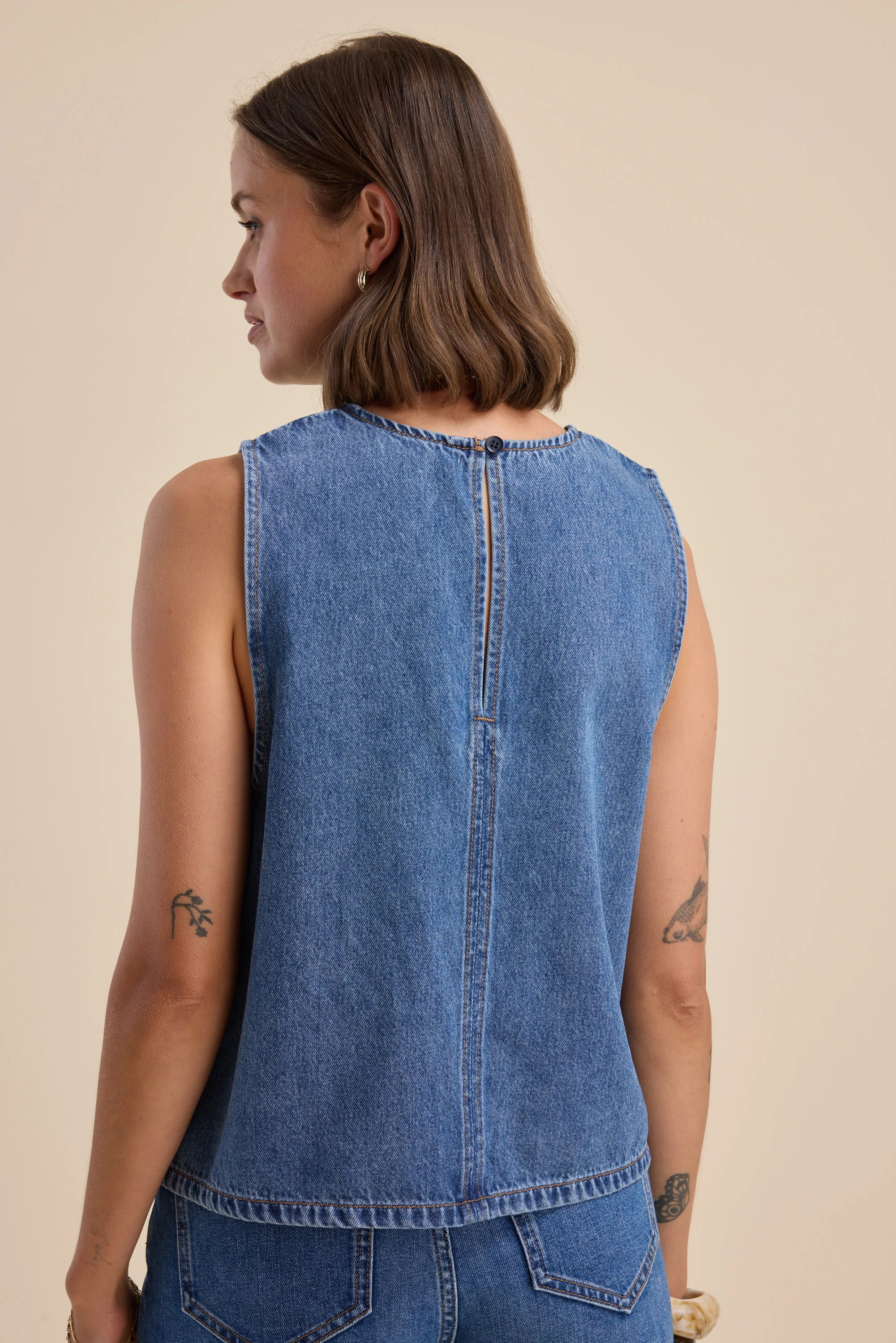 Elodie Sleeveless Denim Top - Image 6