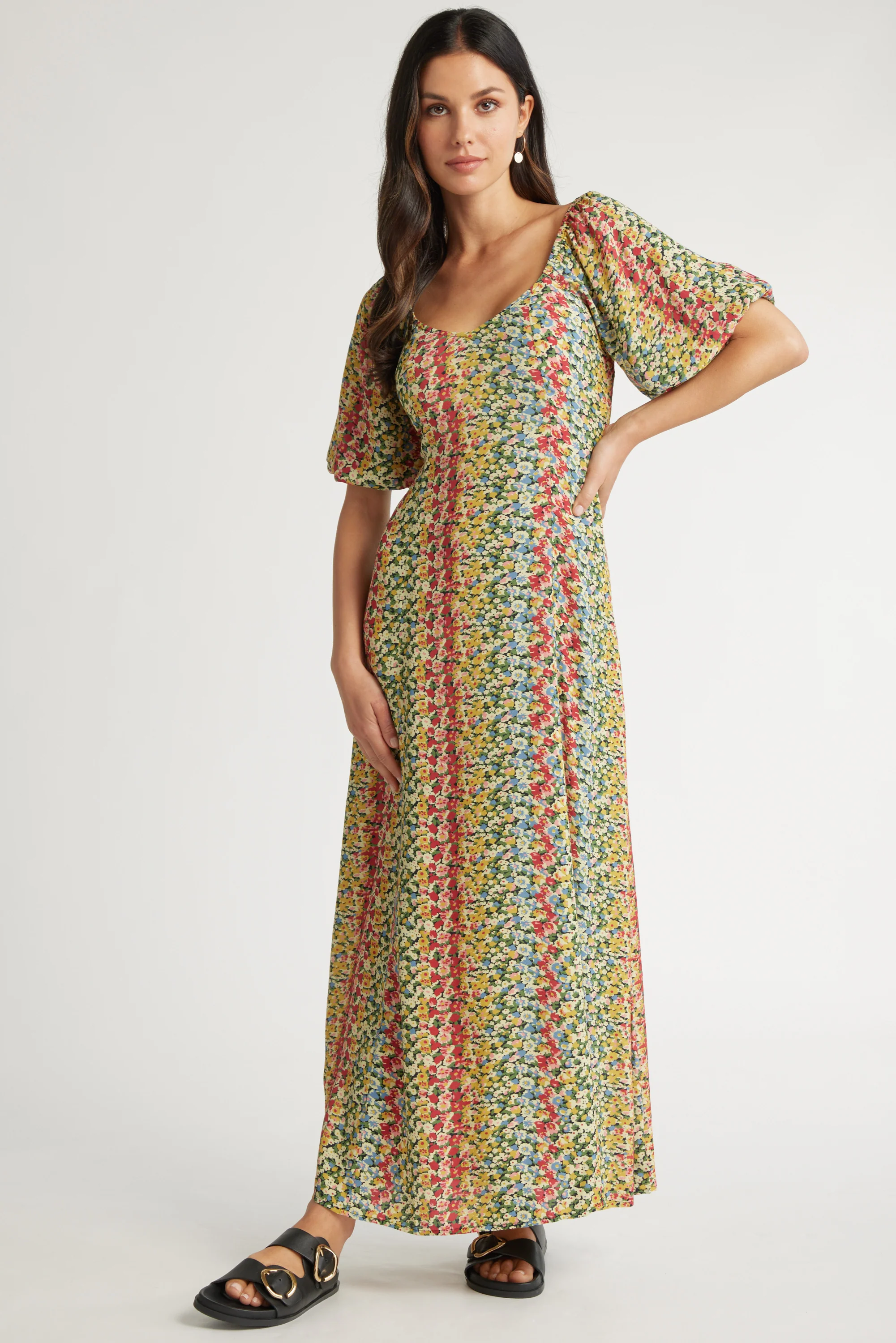 Elsie Puff Sleeve Midi Dress - Image 3