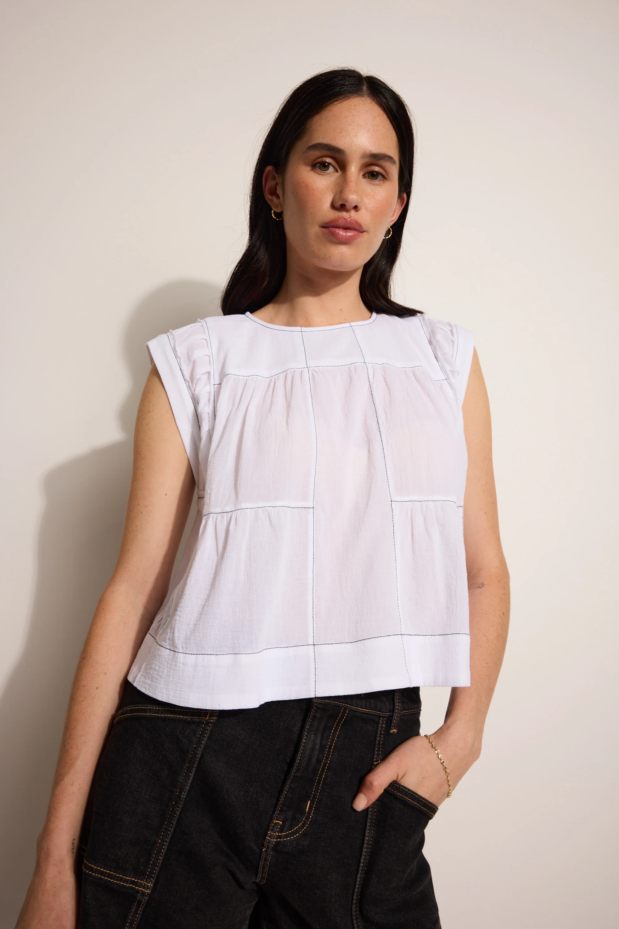 Elsie Stitch Detail Shell Top - Image 2